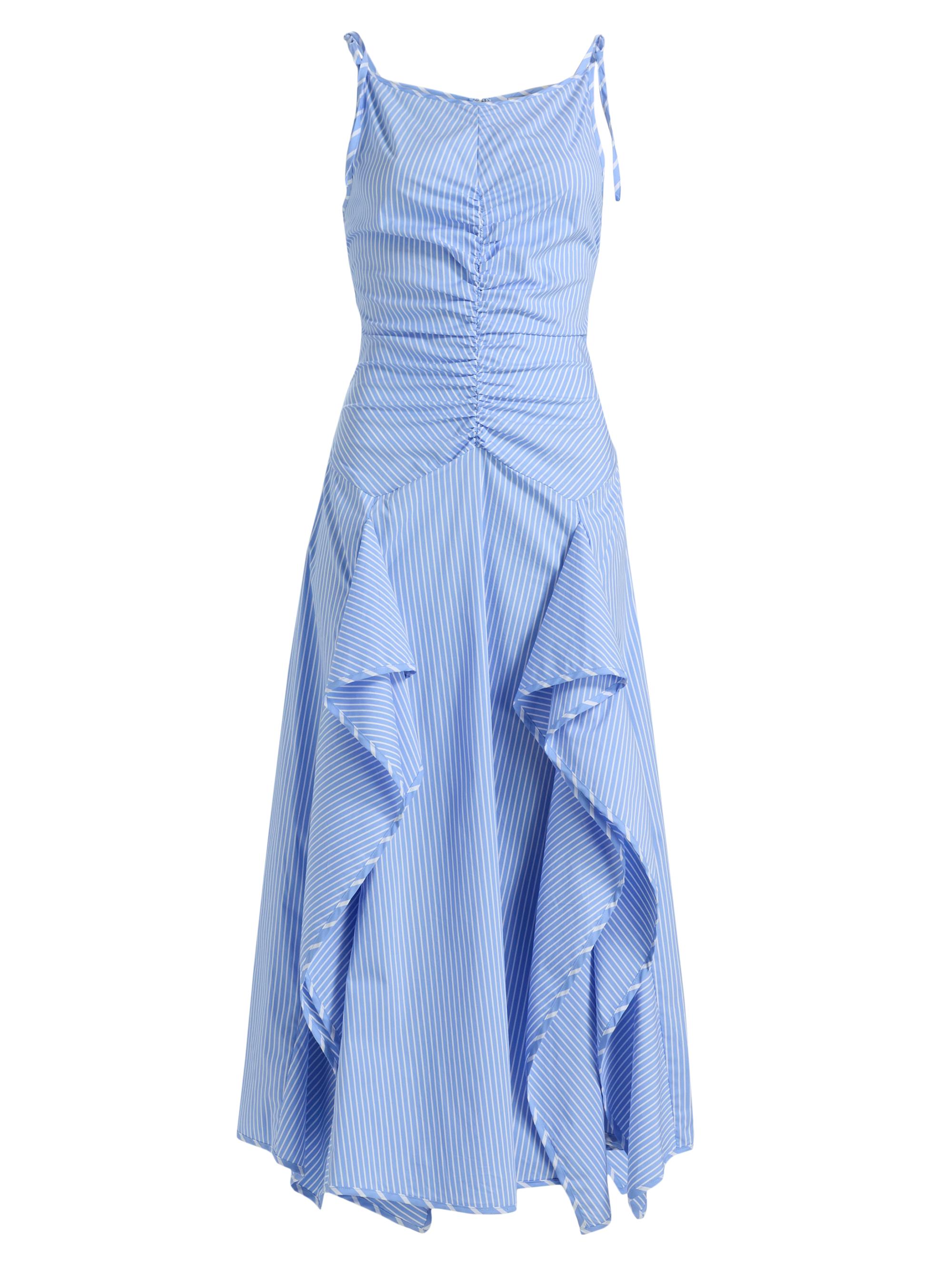 Aknvas Women's Morgan Striped Cotton-Blend Poplin Midi-Dress - Blue Stripe