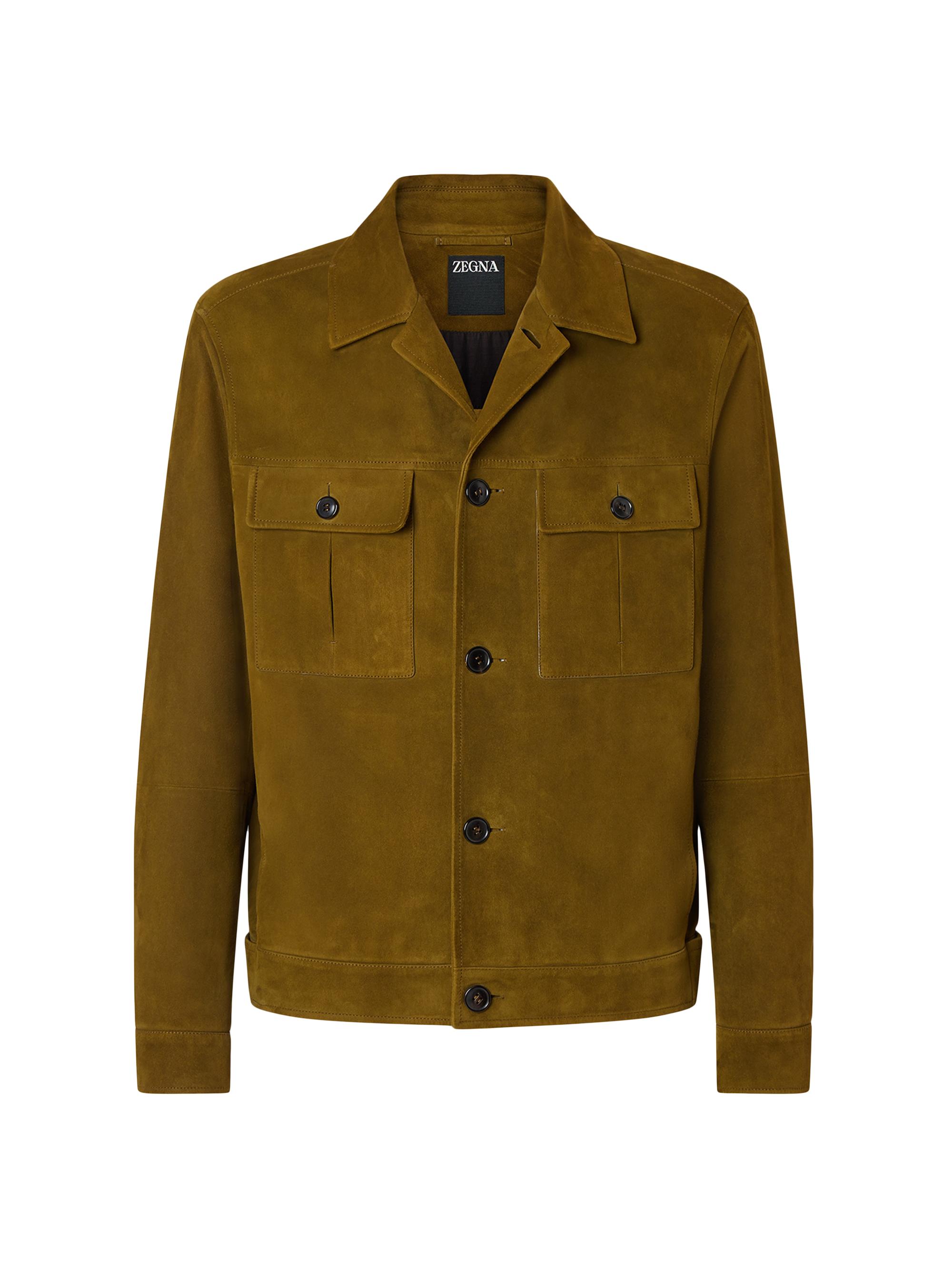 ZEGNA Men's Leather Blouson Jacket - Light Taupe