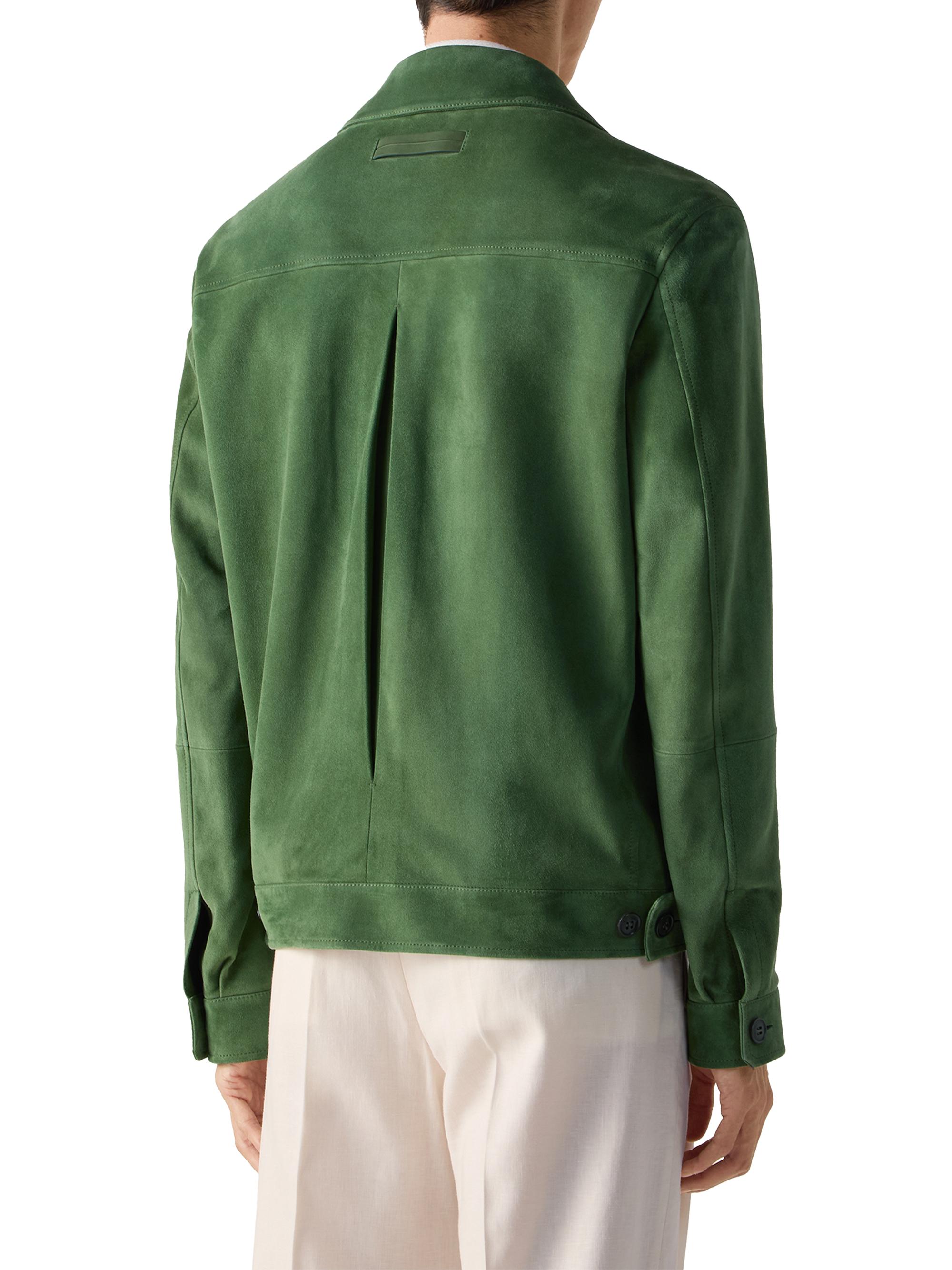 ZEGNA Men's Leather Blouson Jacket - Pine Green | Thumbnail 3
