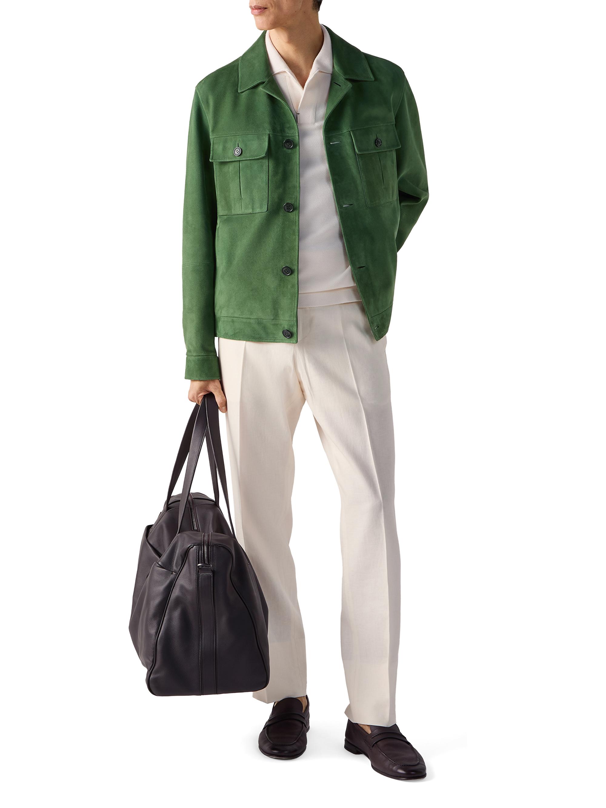 ZEGNA Men's Leather Blouson Jacket - Pine Green | Thumbnail 6