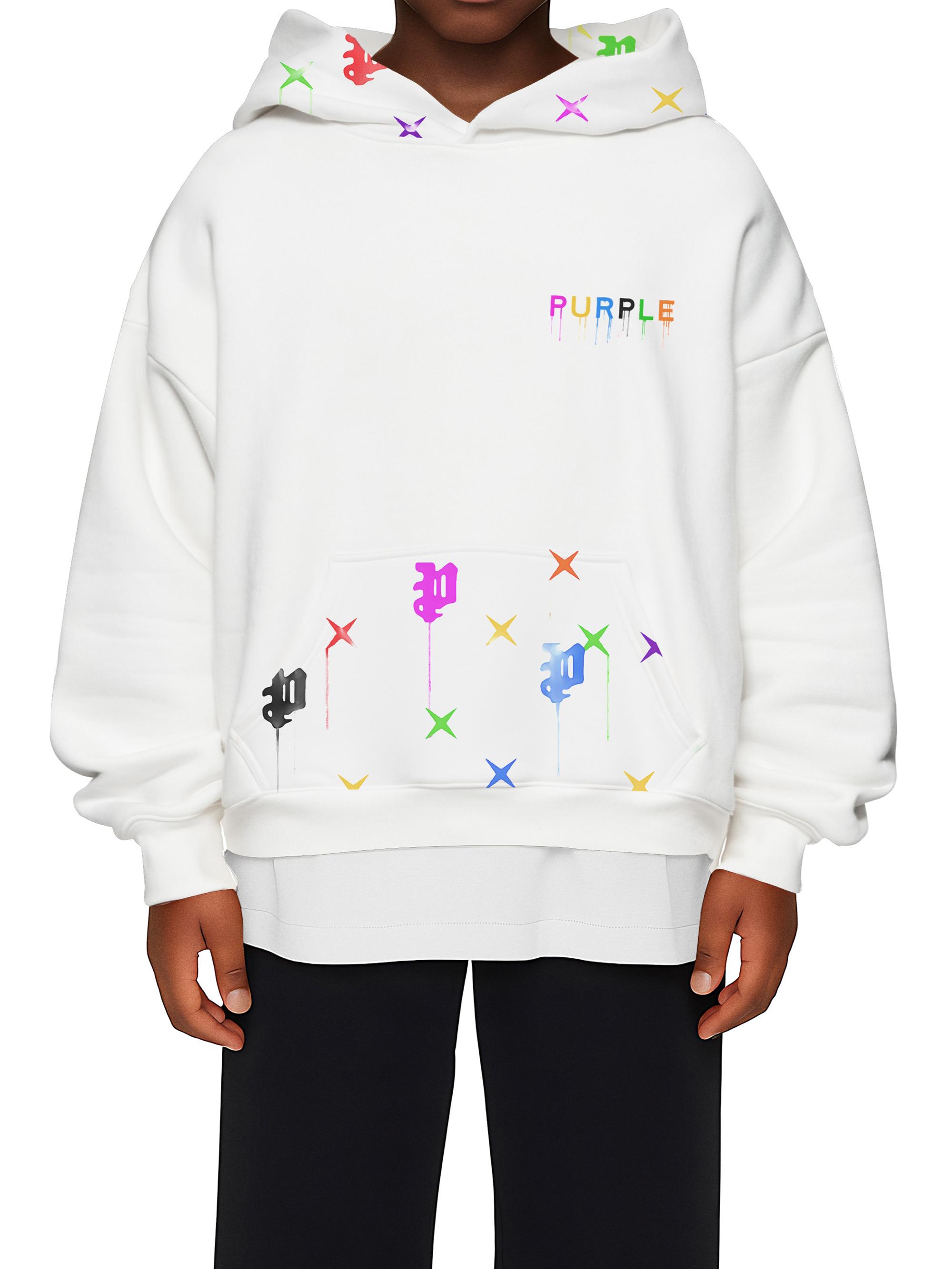 Purple Brand Little Boy's & Boy's Oversized Monogram Hoodie - White