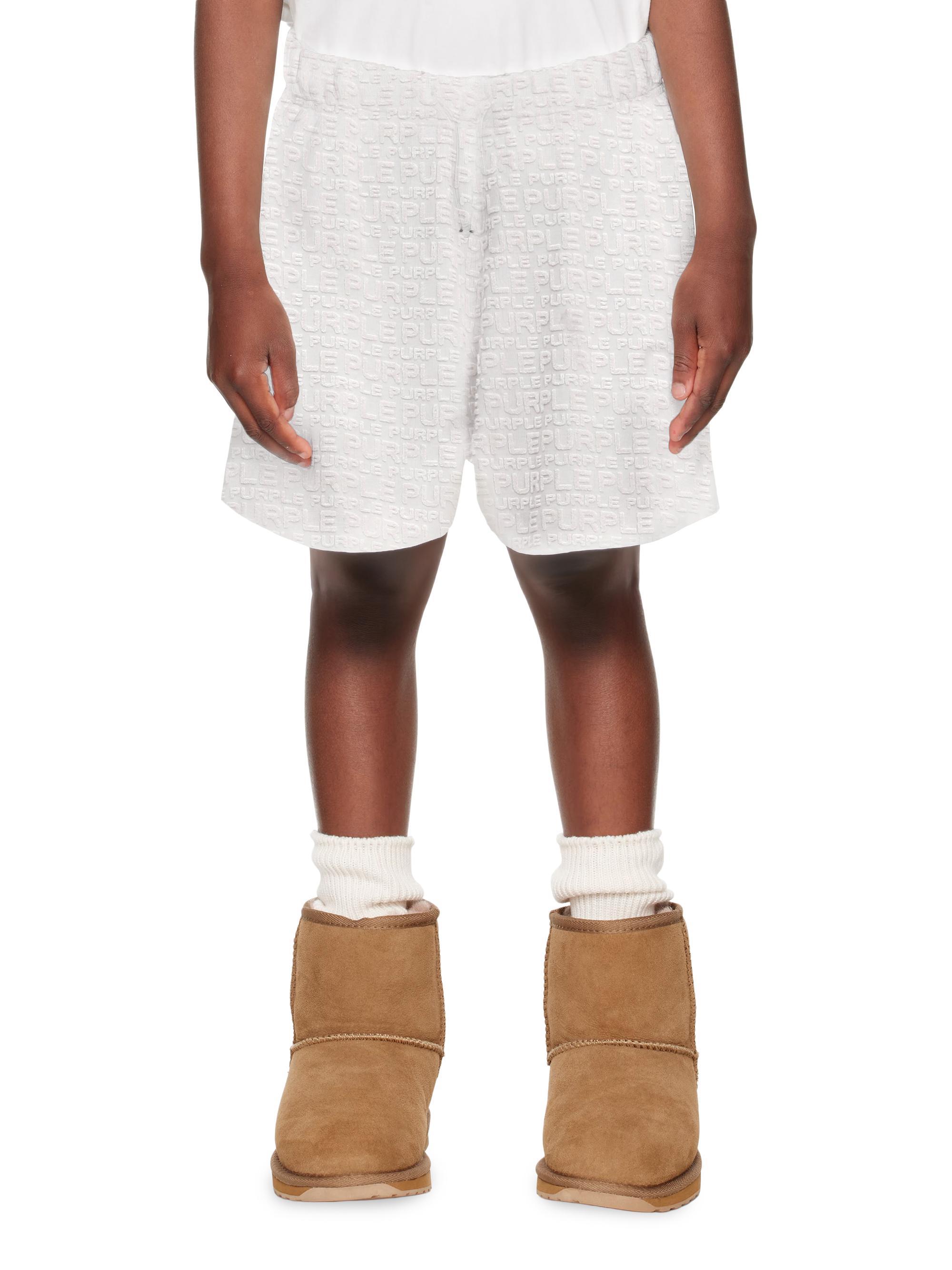 Purple Brand Little Boy's & Boy's Textured Logo Jacquard Shorts - Off White