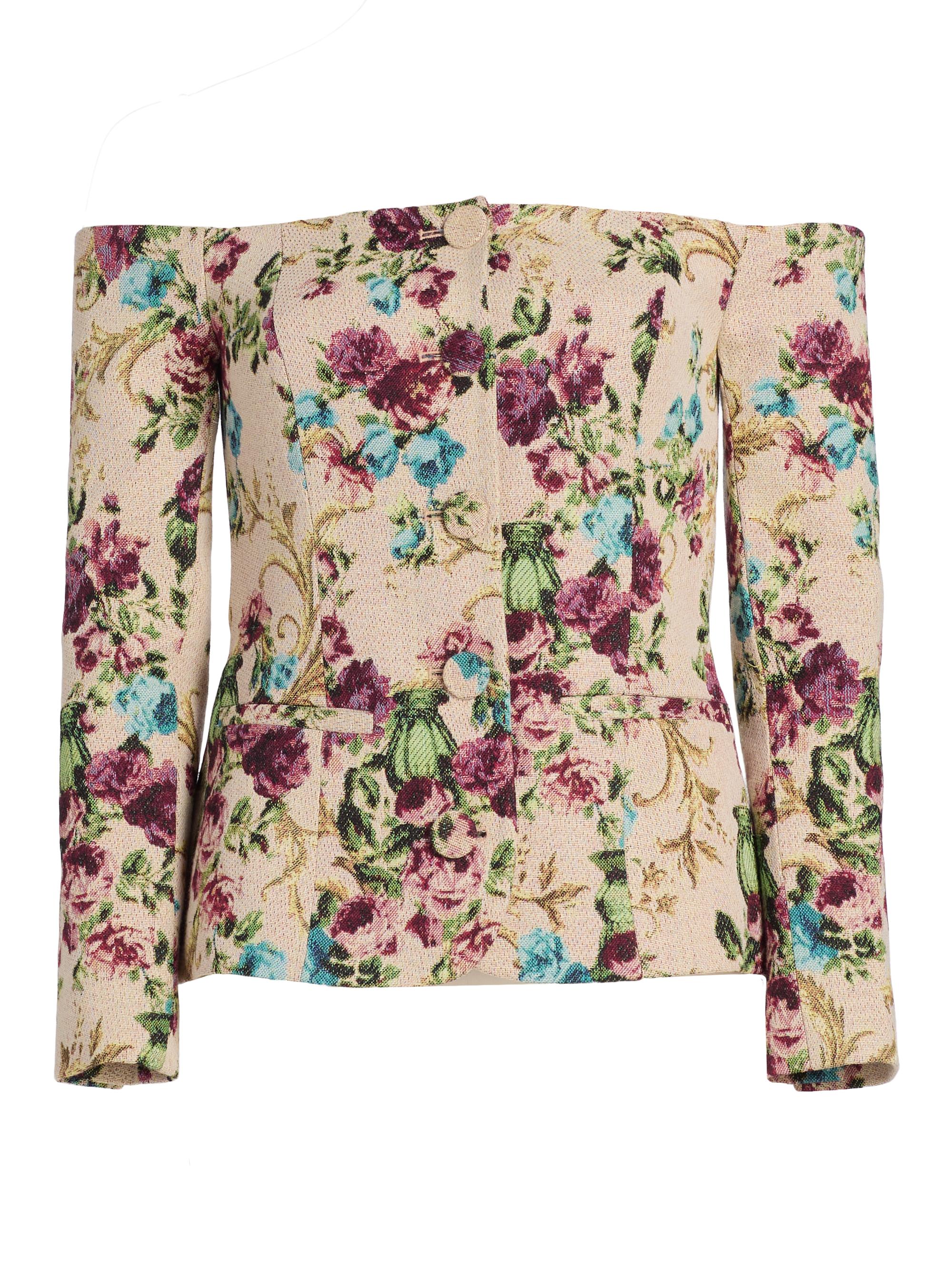 L'AGENCE Women's Alice Floral Off-the-Shoulder Blazer - Multi Floral Tapestry