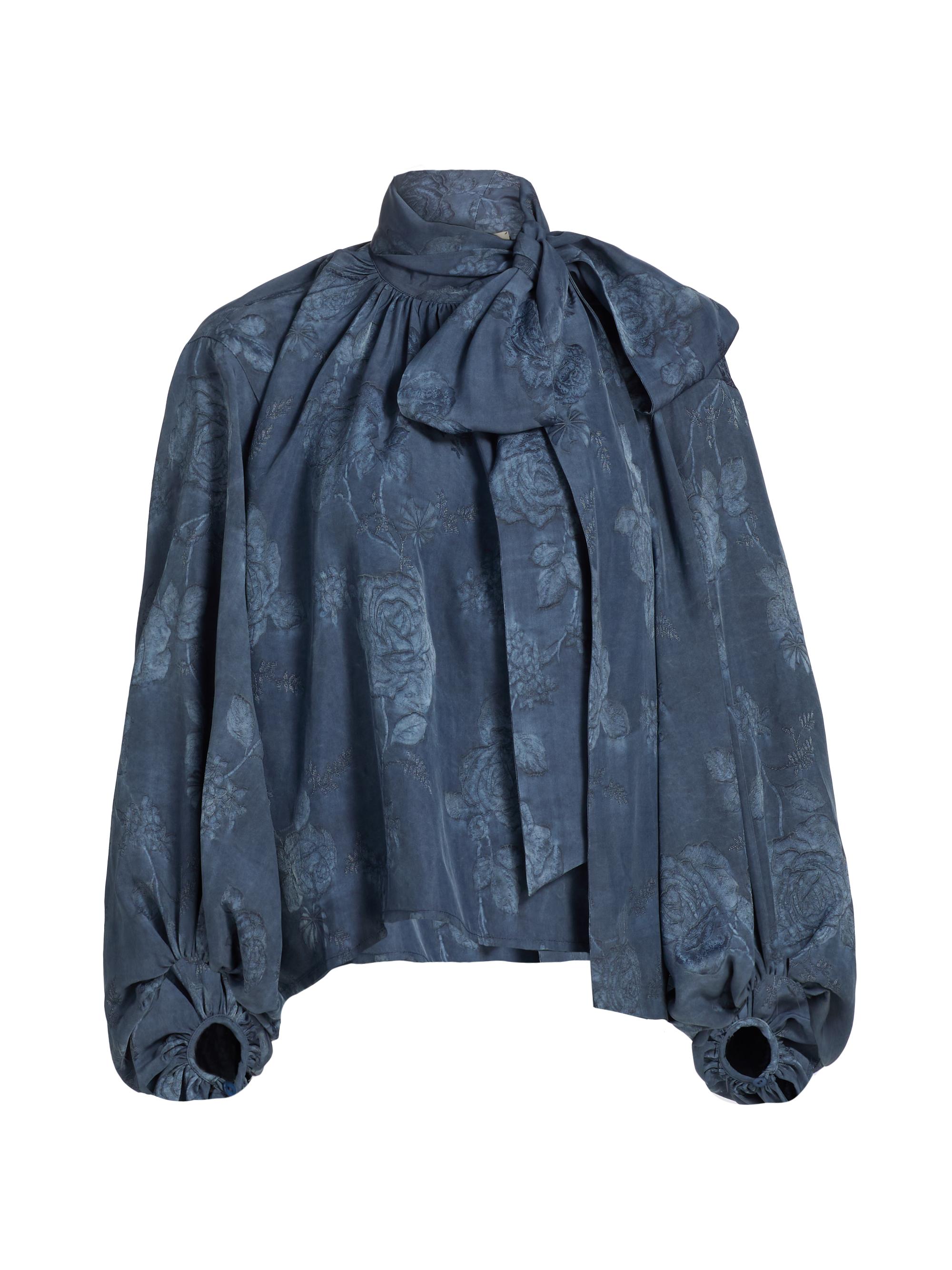 L'AGENCE Women's Rhett Floral Oversized Blouse - Vintage Indigo Floral