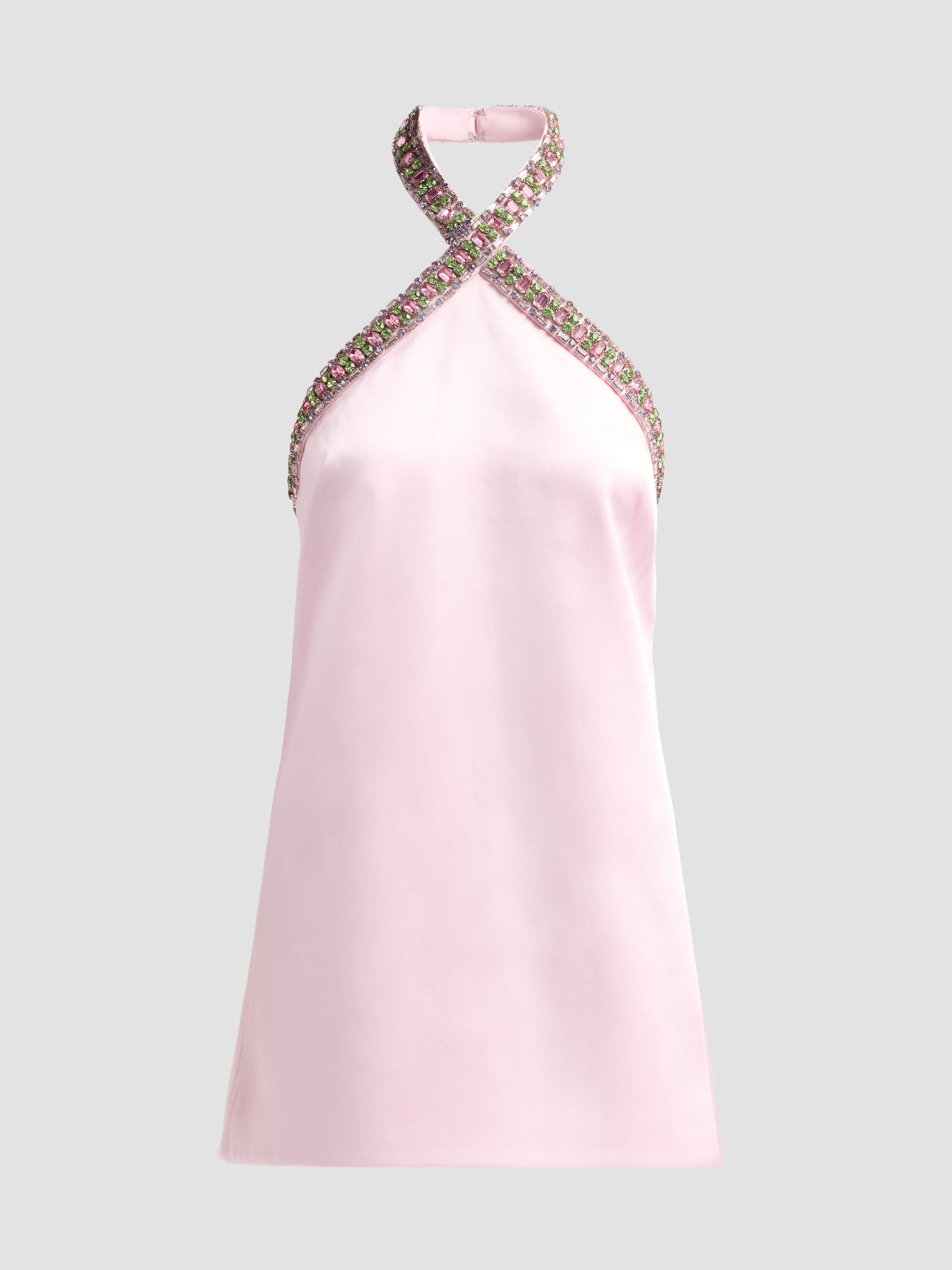 Retrofête Women's Sabry Embellished Mini Halter Dress - Rosa | Thumbnail 6