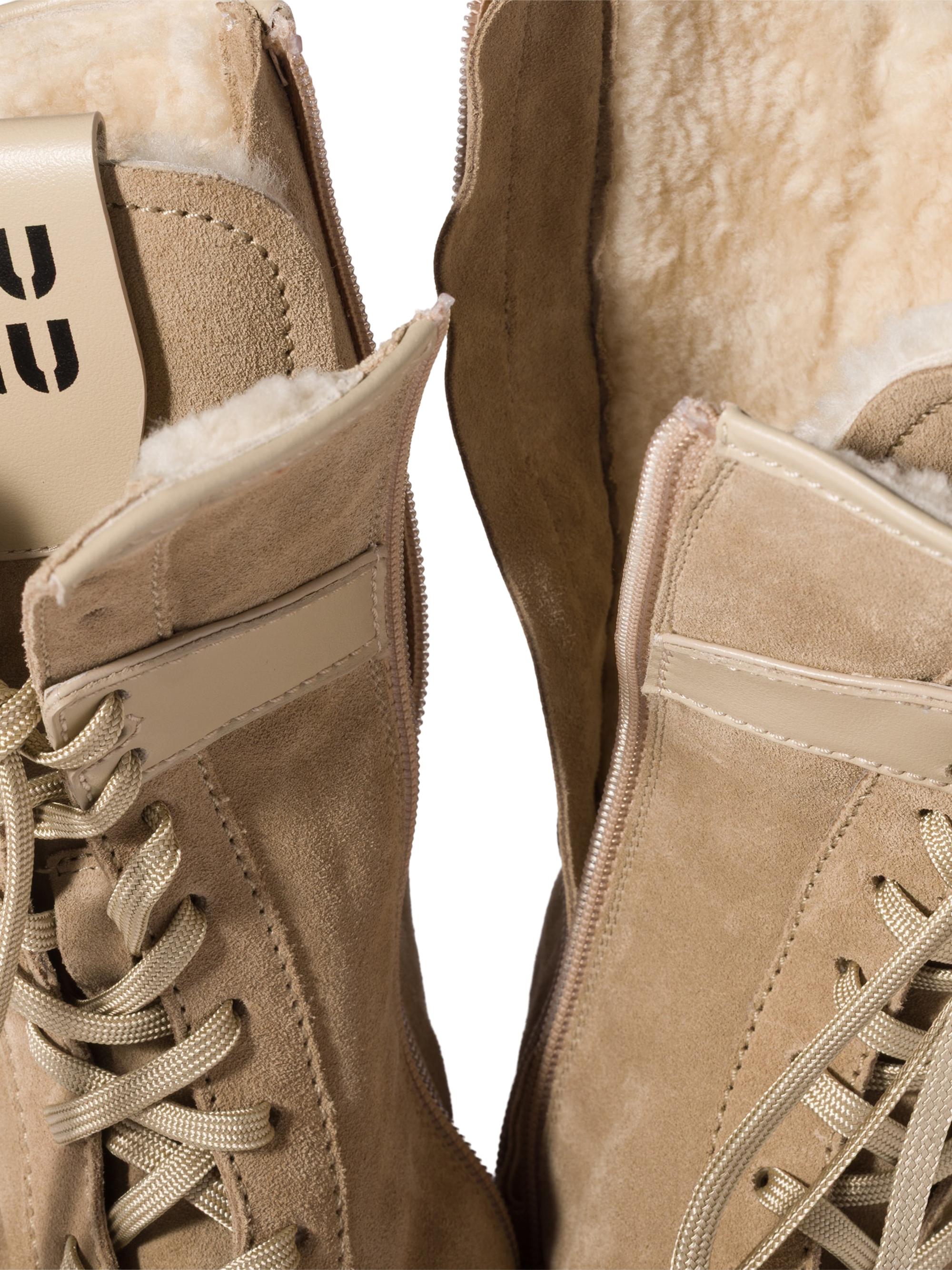 Miu Miu Gymnasium Suede and Shearling Boxer Boots | Saks Fifth Avenue