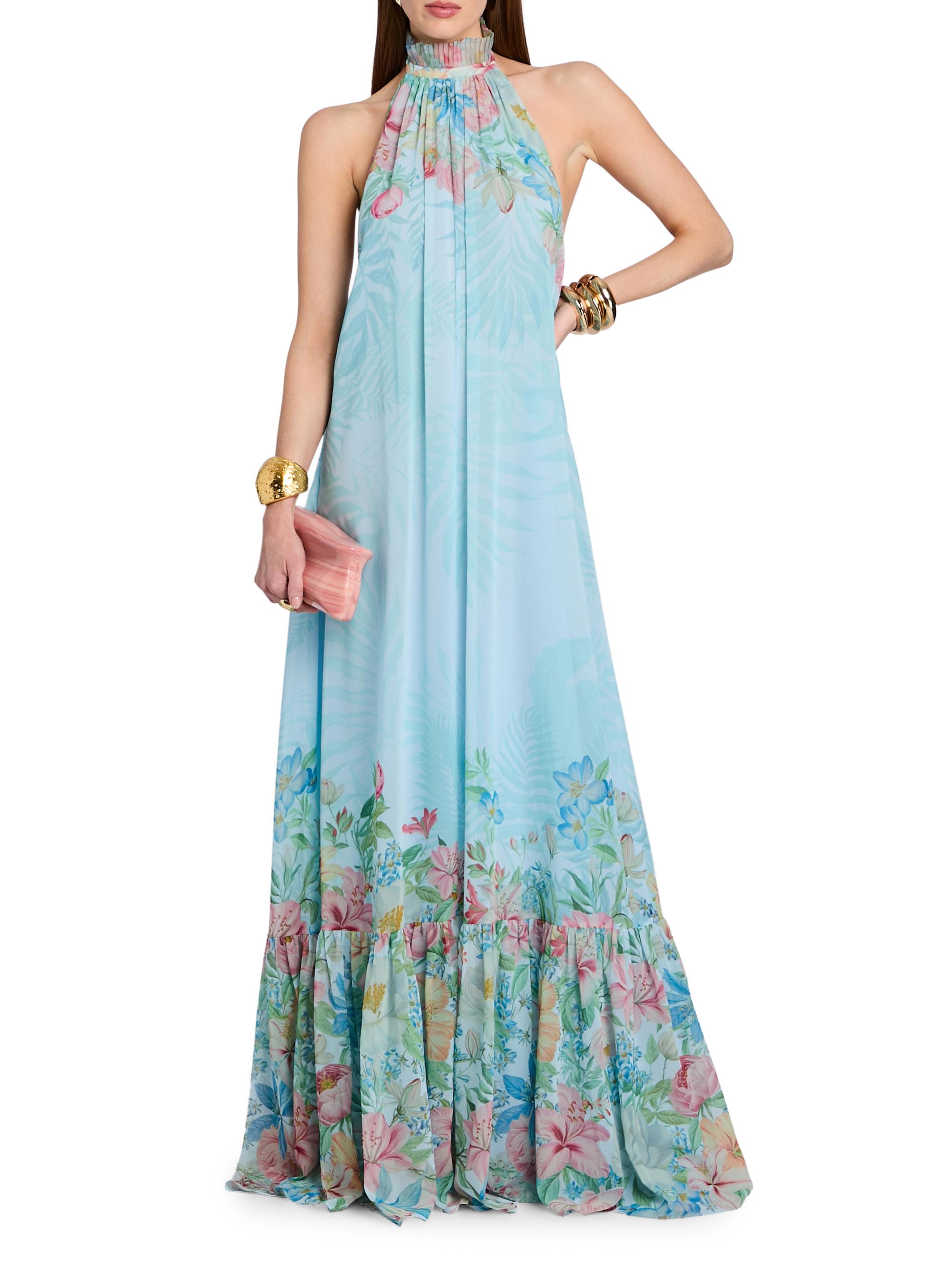 Retrofête Women's Francy Floral Maxi Dress - Bleu Fleur Tropicale