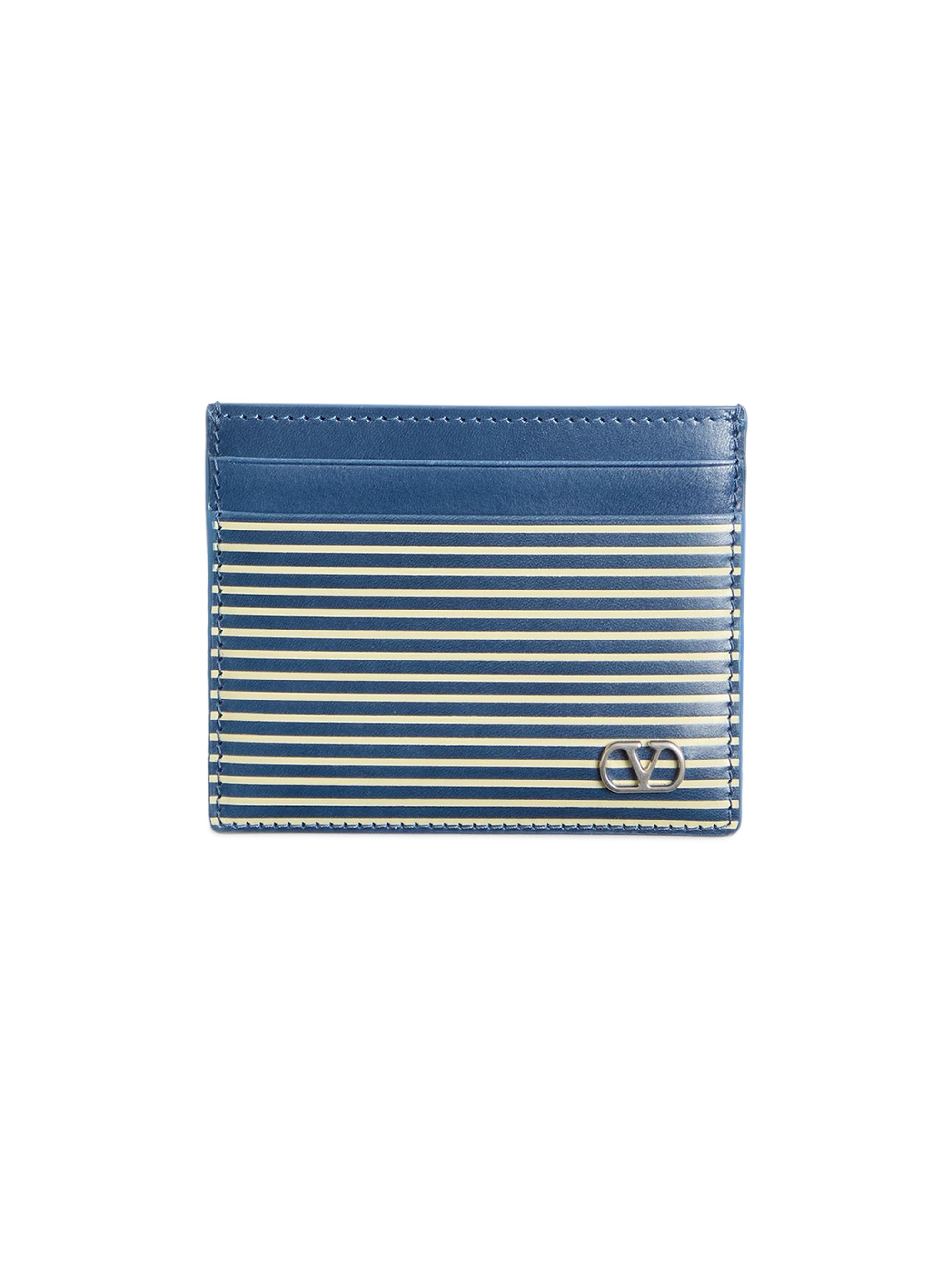 Valentino Garavani Men's VLogo Signature Wallet in Grainy Calfskin with Le Chat De La Maison Print - Azure