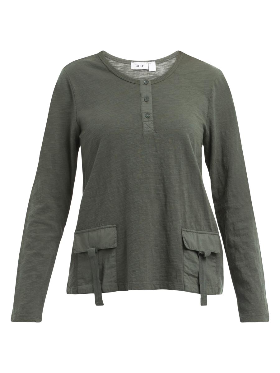 Wilt Women's U Neck Button Placket Tee