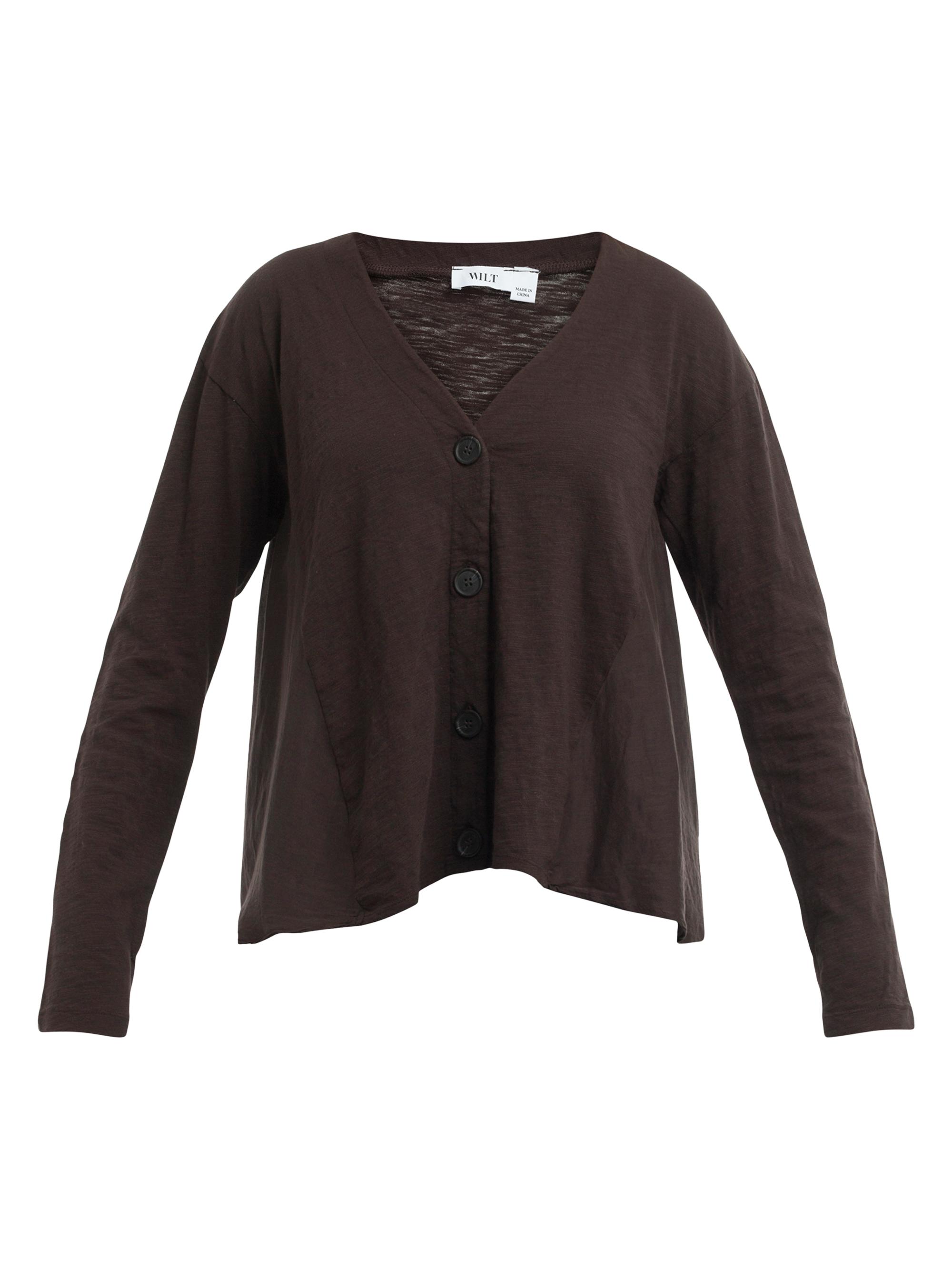 Wilt Women's Button Front Mixed Cardigan - Chocolate Torte