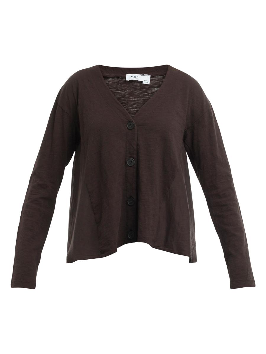 Wilt Women's Button Front Mixed Cardigan In Brown