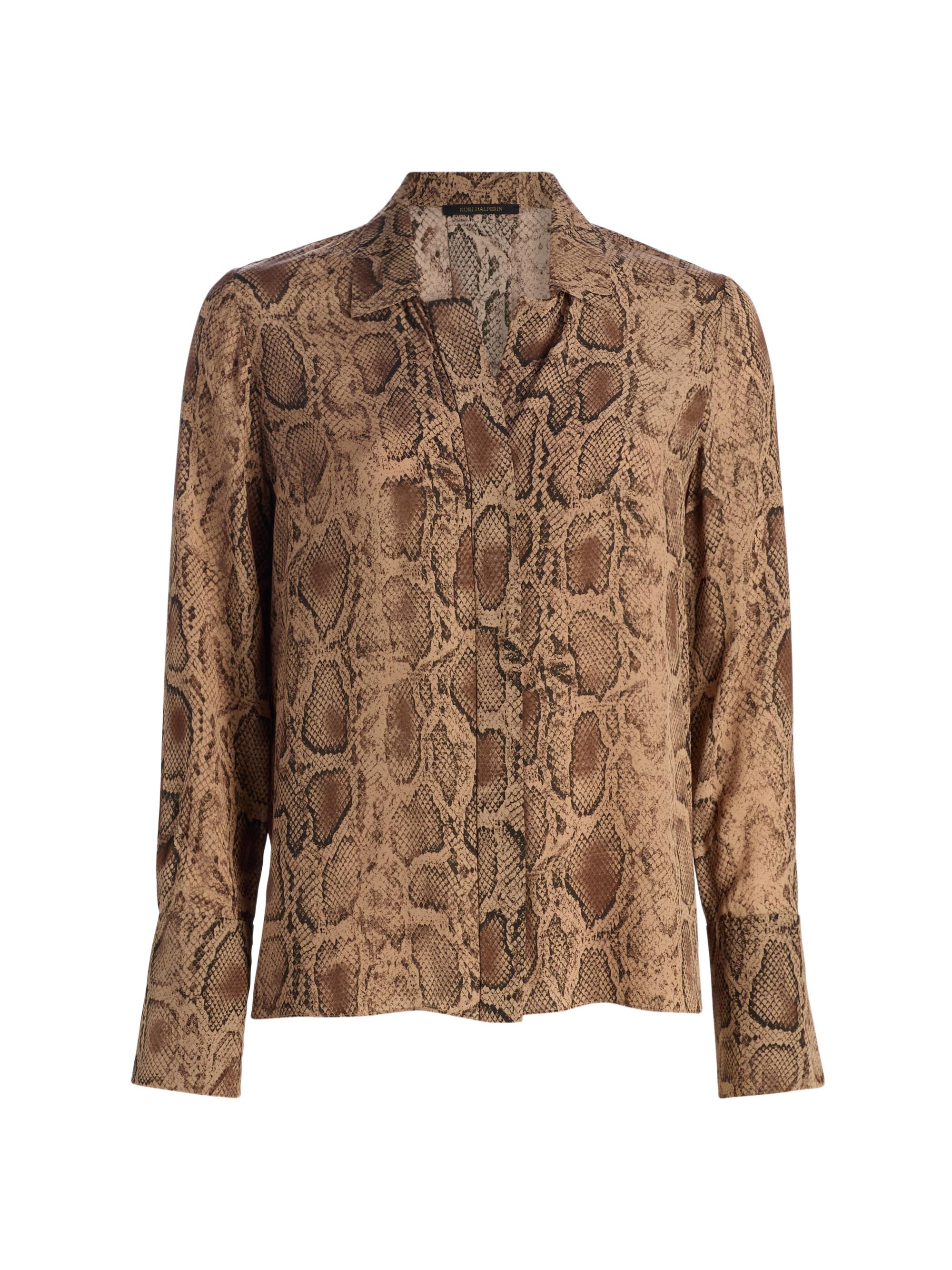 Kobi Halperin Women's Piper Snake Button-Front Blouse - Tannin Multi
