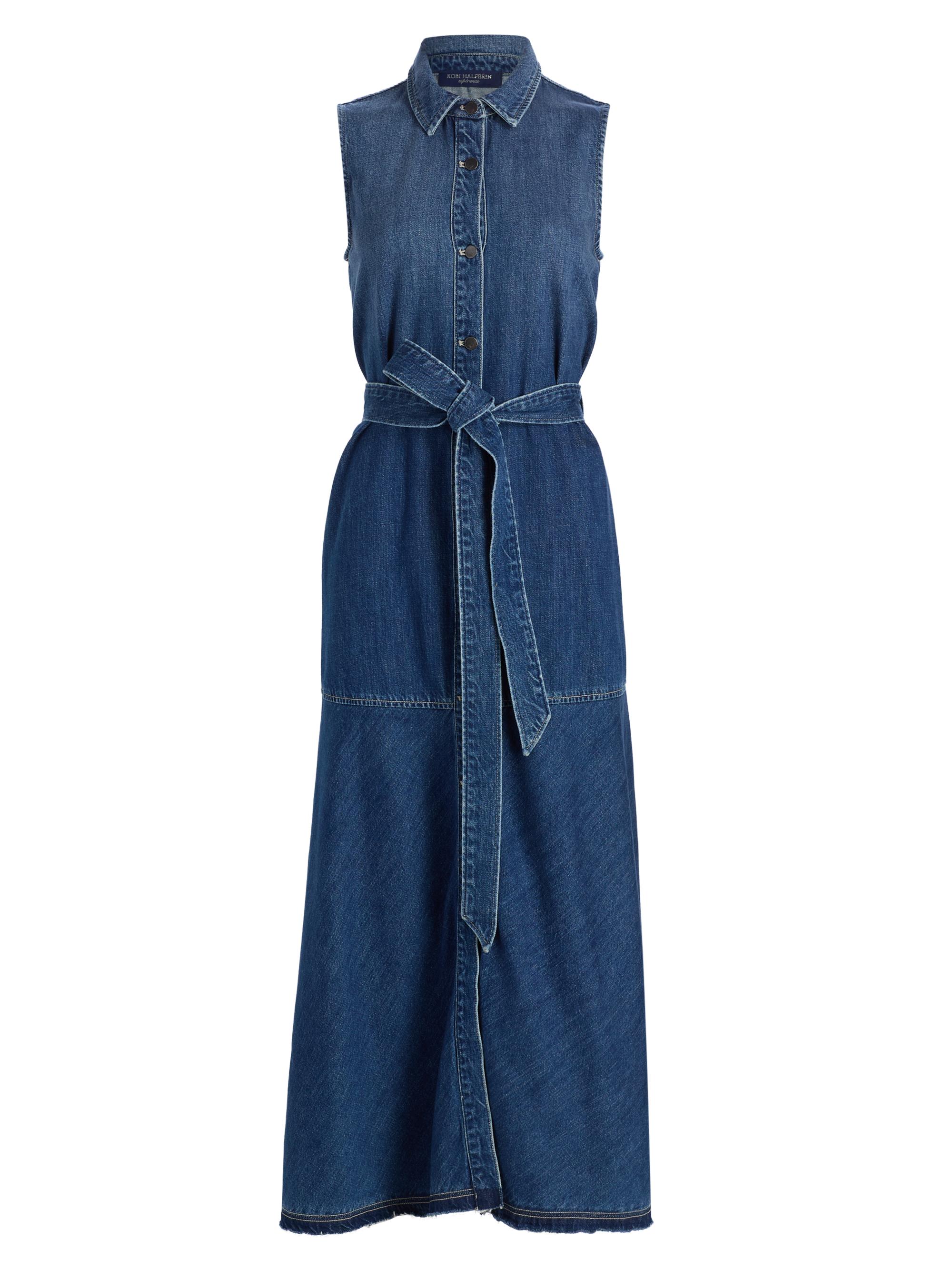 Kobi Halperin Women's Addison Denim Self-Belt Maxi Shirtdress - Medium Indigo