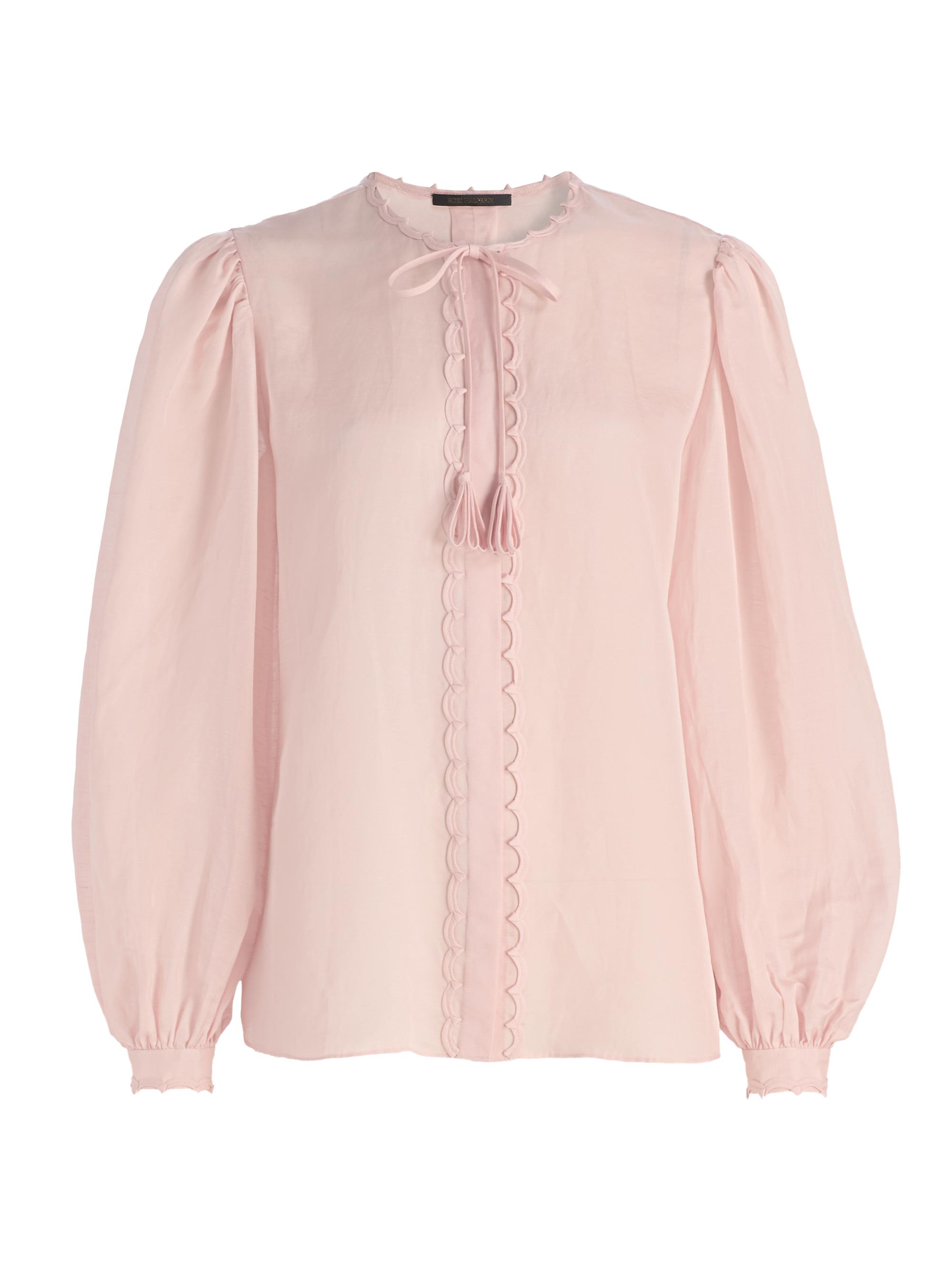 Kobi Halperin Women's Harlow Linen-Blend Tieneck Blouse - Ballerina Pink