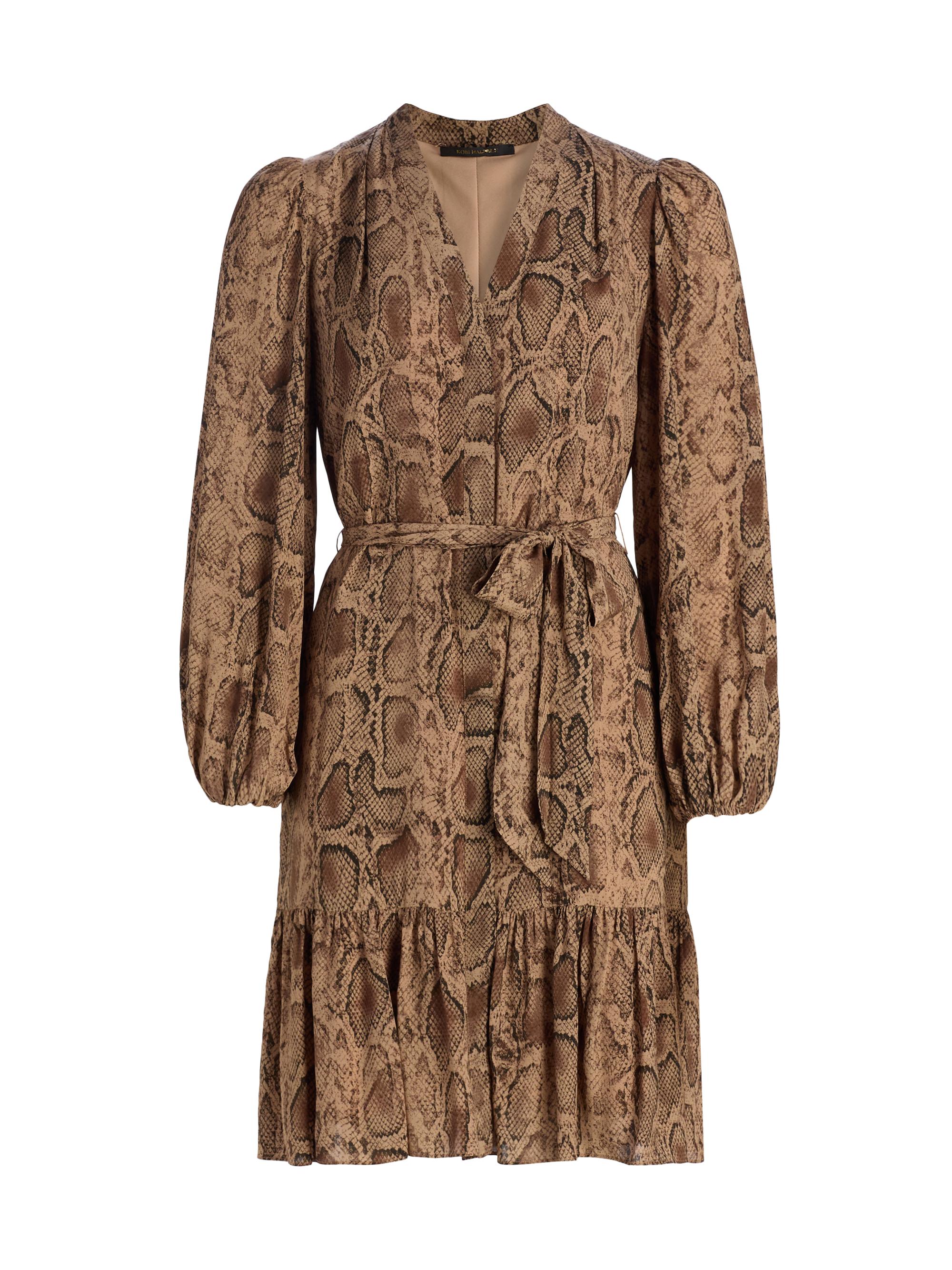 Kobi Halperin Women's Samara Snake Self-Belt Midi-Dress - Tannin Multi