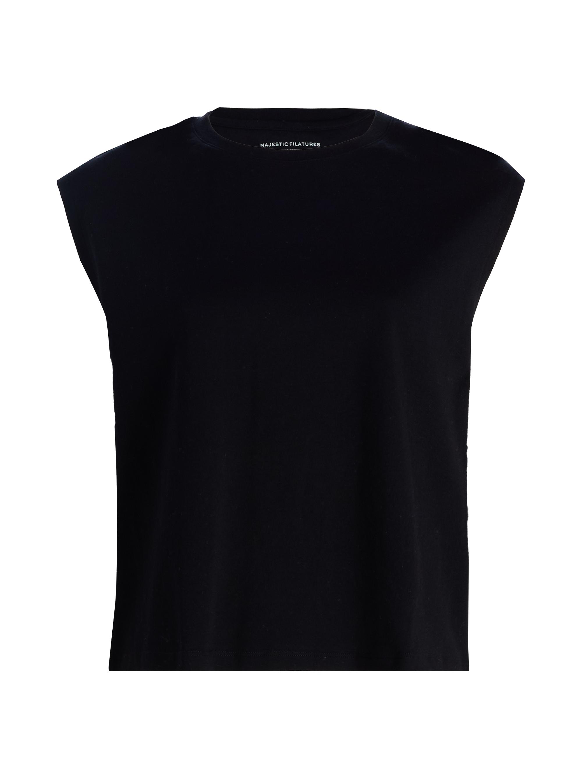 Majestic Filatures Women's Interlock Cotton Sleeveless Tank - Noir