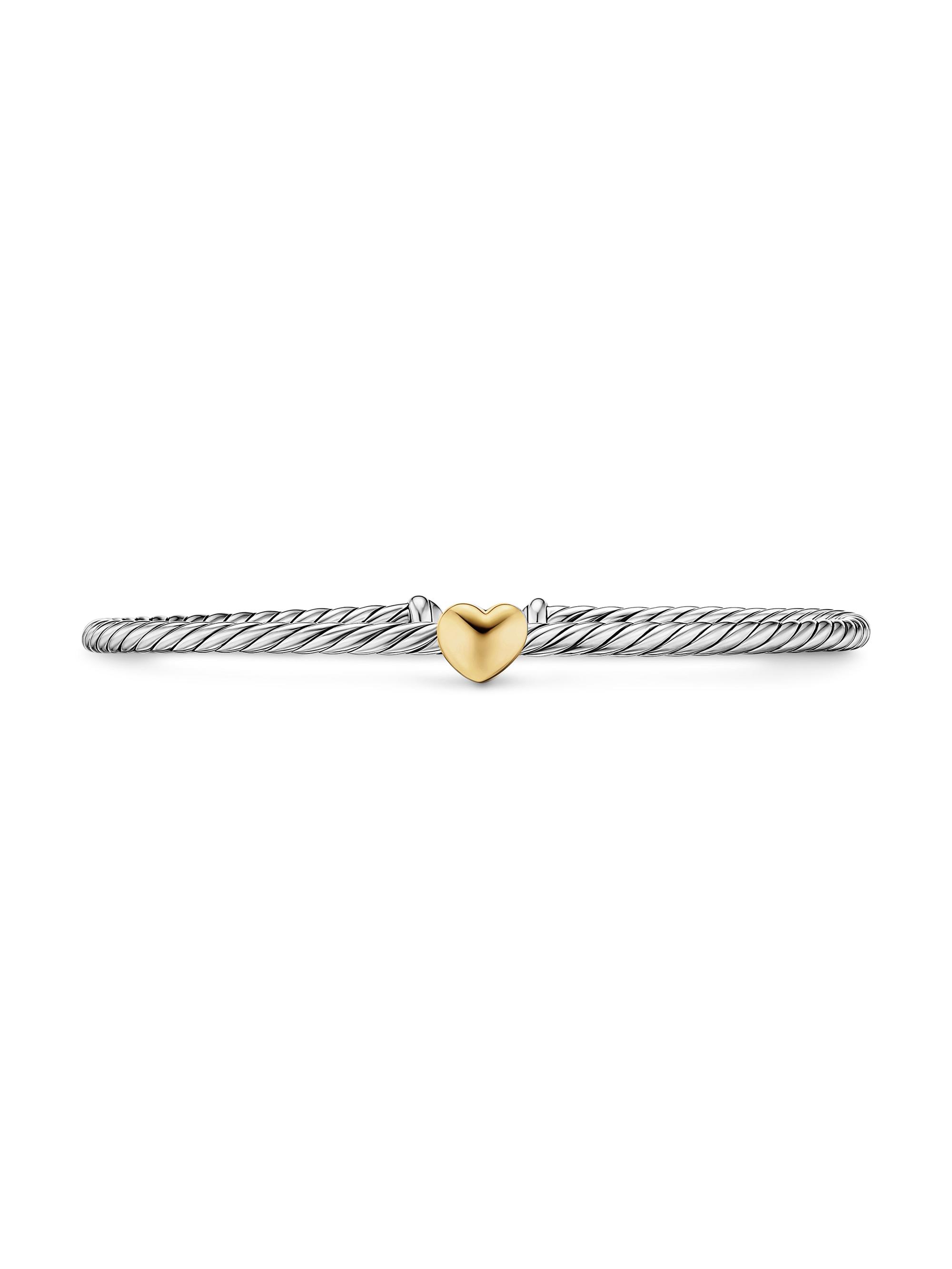 David Yurman Women's Micro Cable Flex Heart Station Bracelet in Sterling Silver - Silver