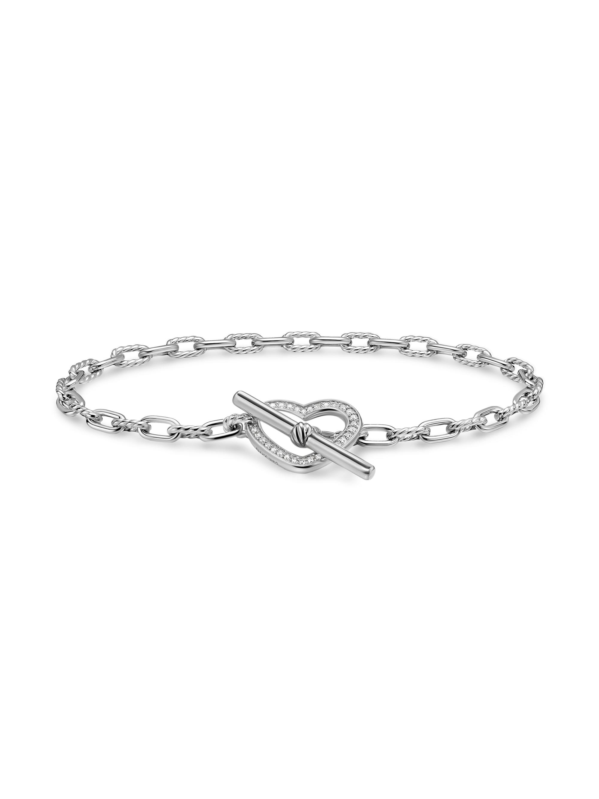 David Yurman Women's DY Madison Heart Toggle Chain Bracelet in Sterling Silver - Diamond
