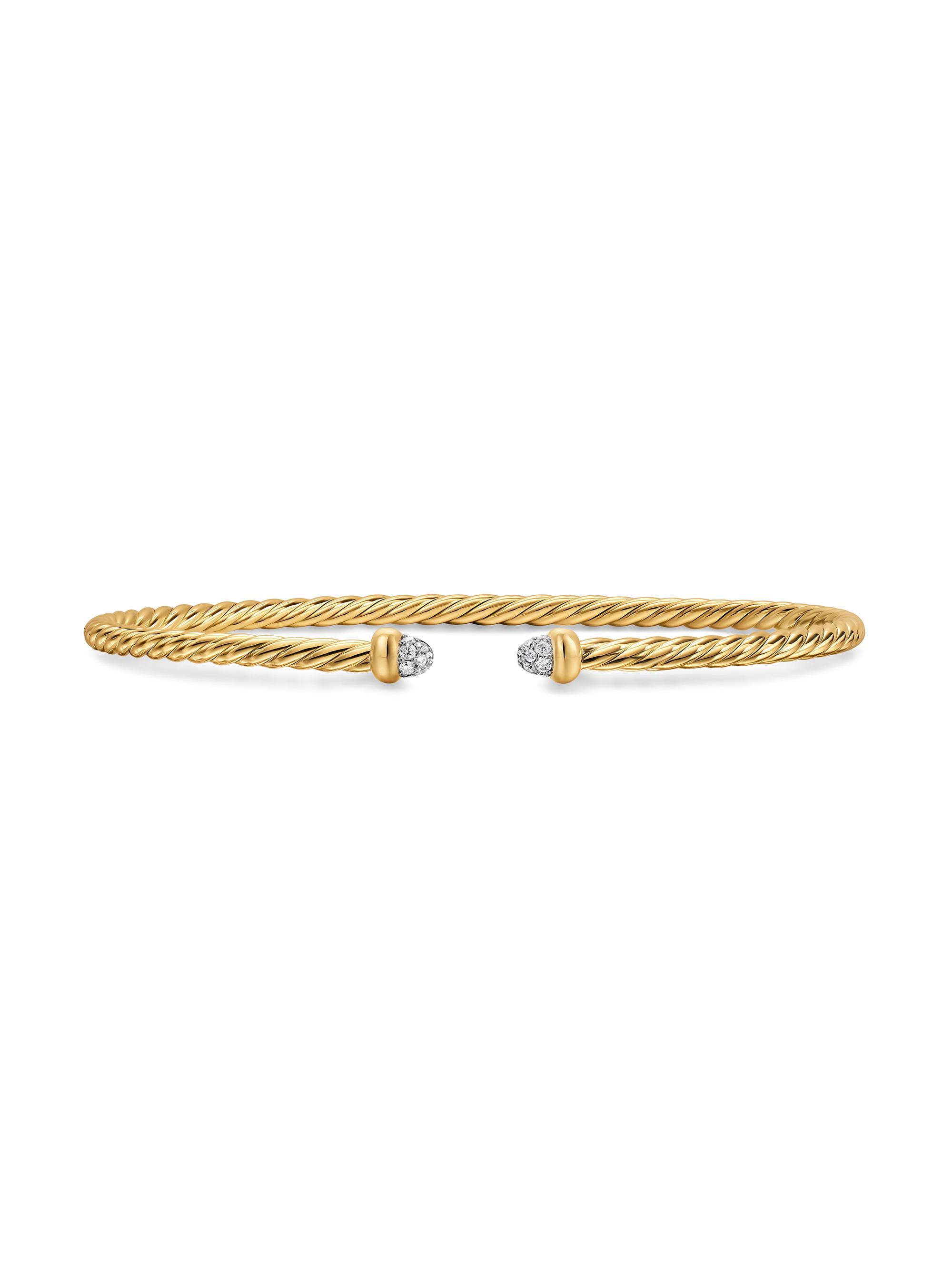David Yurman Women's Micro Cablespira Flex Bracelet in 18K Yellow Gold - Diamond