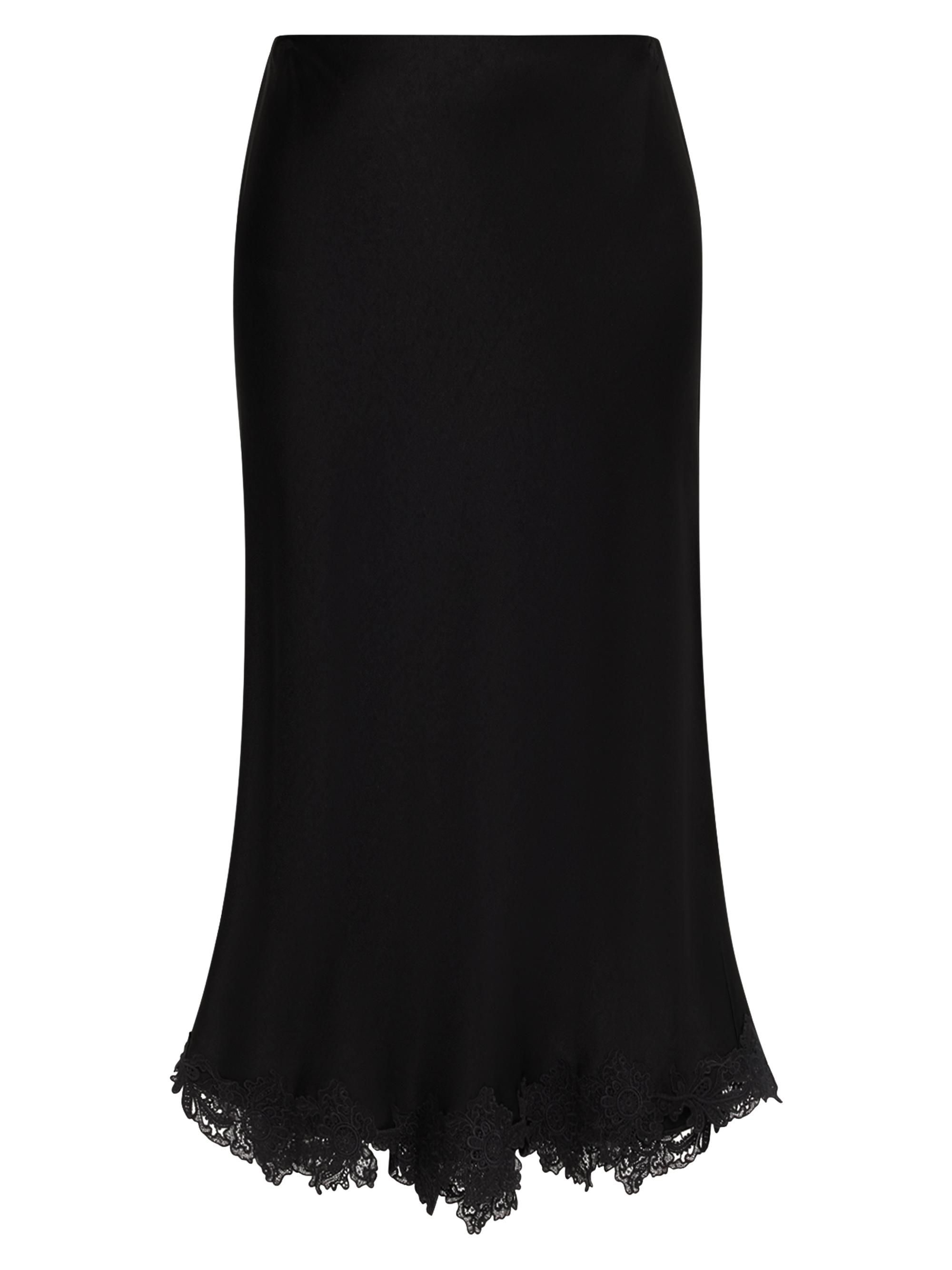 Kobi Halperin Women's Brooks Lace-Trim Satin Midi-Skirt - Black