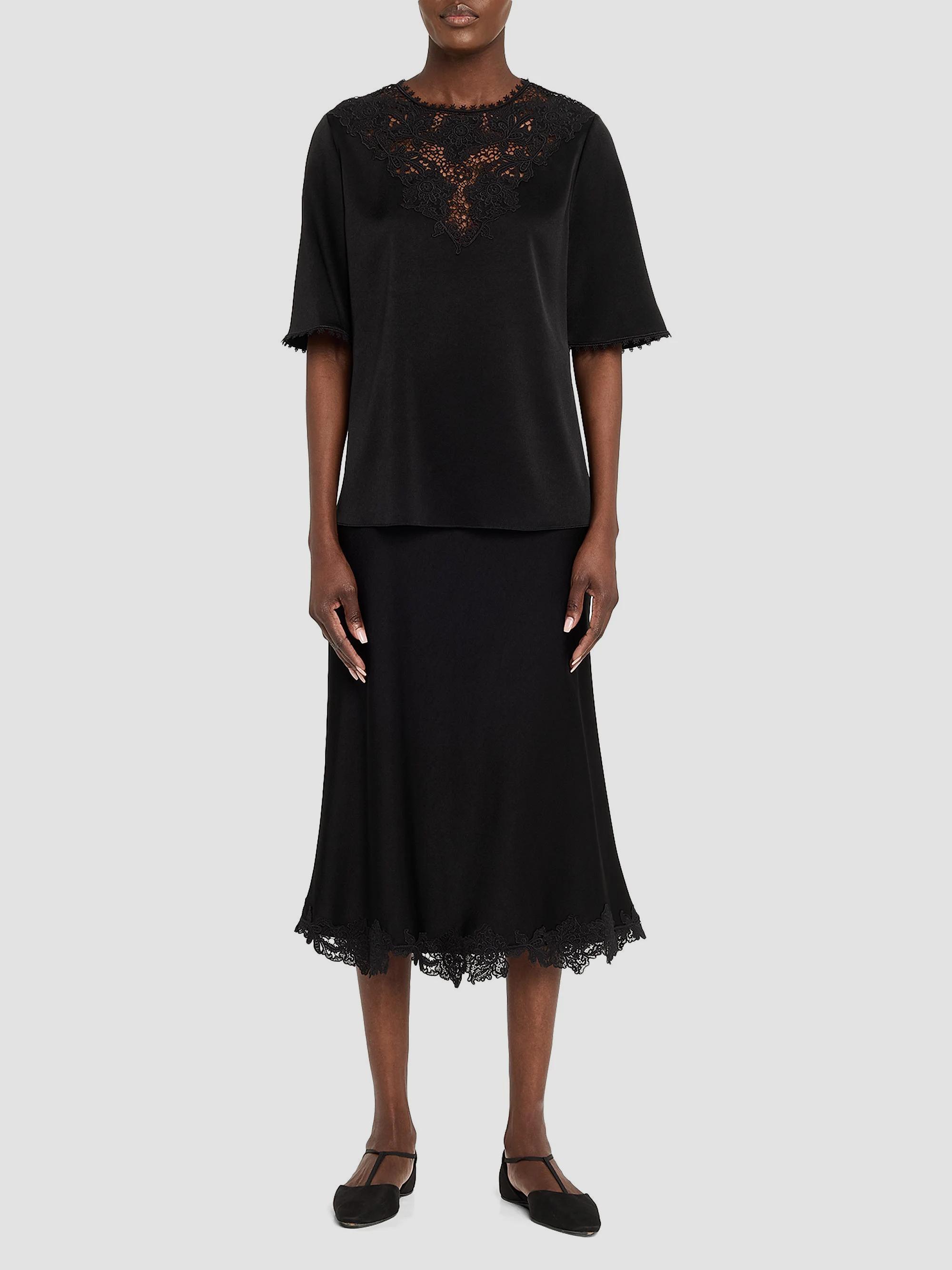 Kobi Halperin Brooks Lace-Trim Satin Midi-Skirt | Saks Fifth Avenue