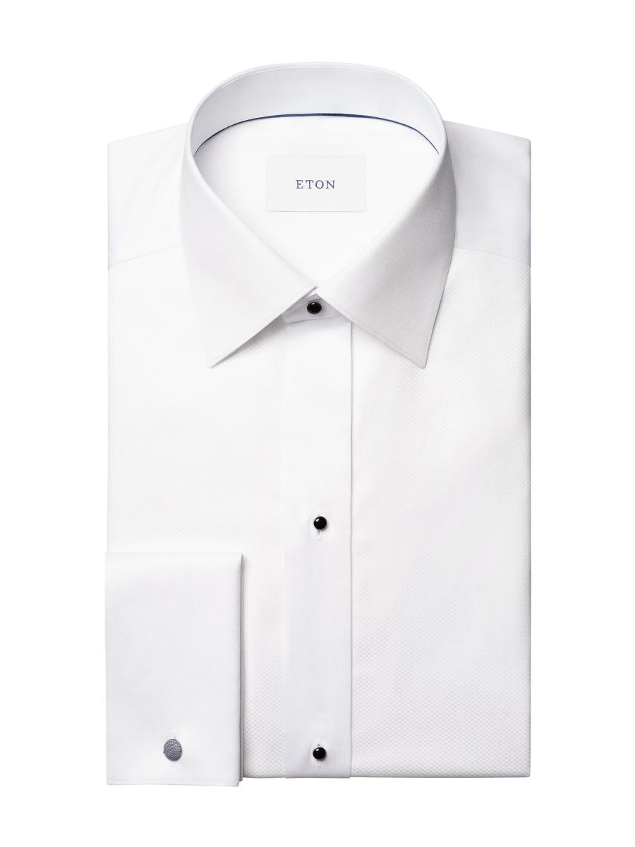 Eton Men's Dobby Stud-front Slim-fit Evening Shirt In White