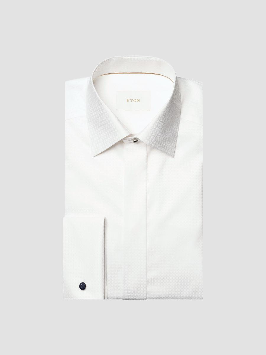 Eton Men's Geometric Brocade Formal Contemporary-fit Shirt In White