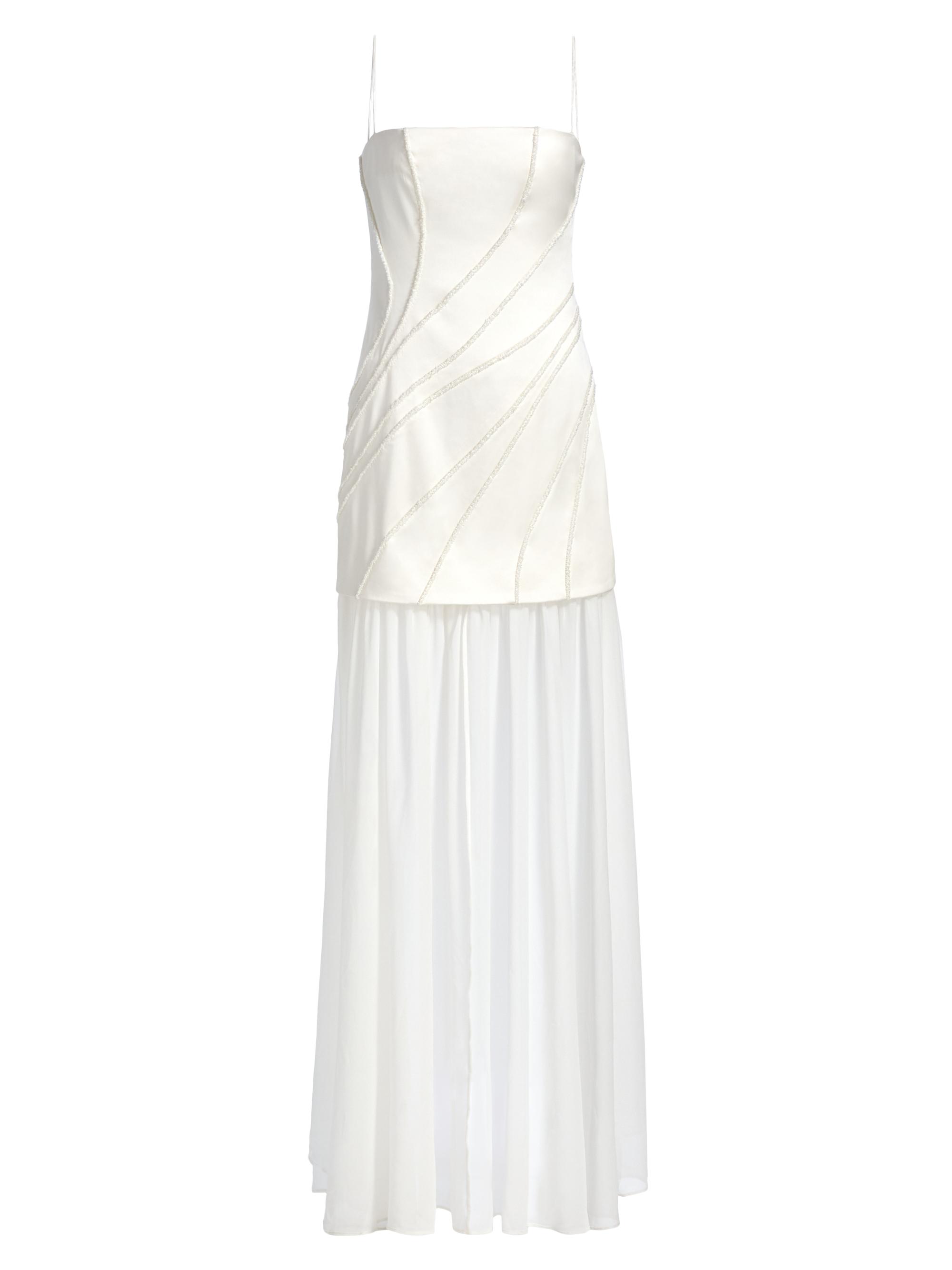 slim fit dress slacks Simple white v neck tulle long prom dress white tulle formal dress –  dresstby main image 0