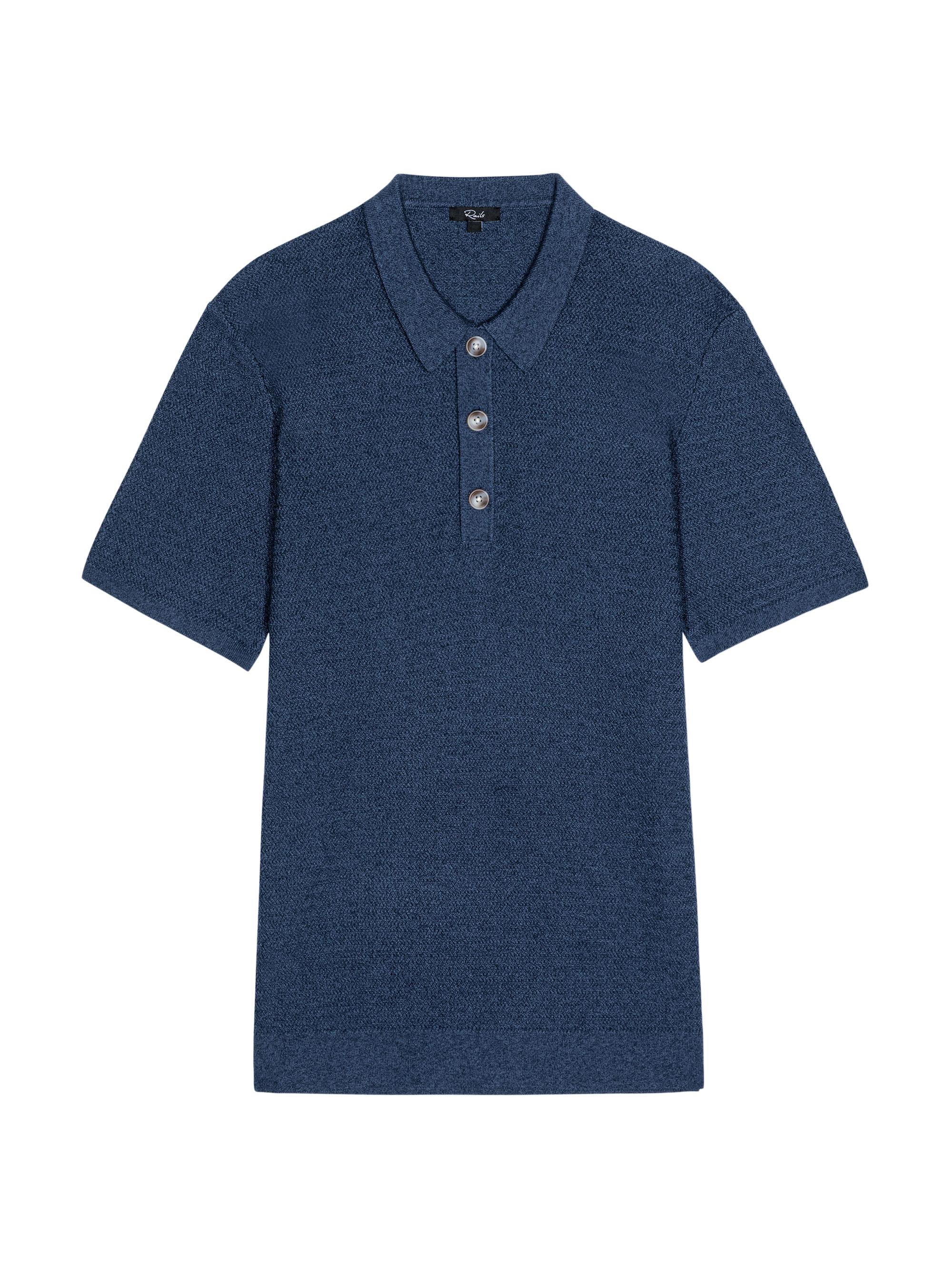 Rails Men's Nathan Cotton-Cashmere Herringbone Knit Polo Shirt - Harbour | Thumbnail 6