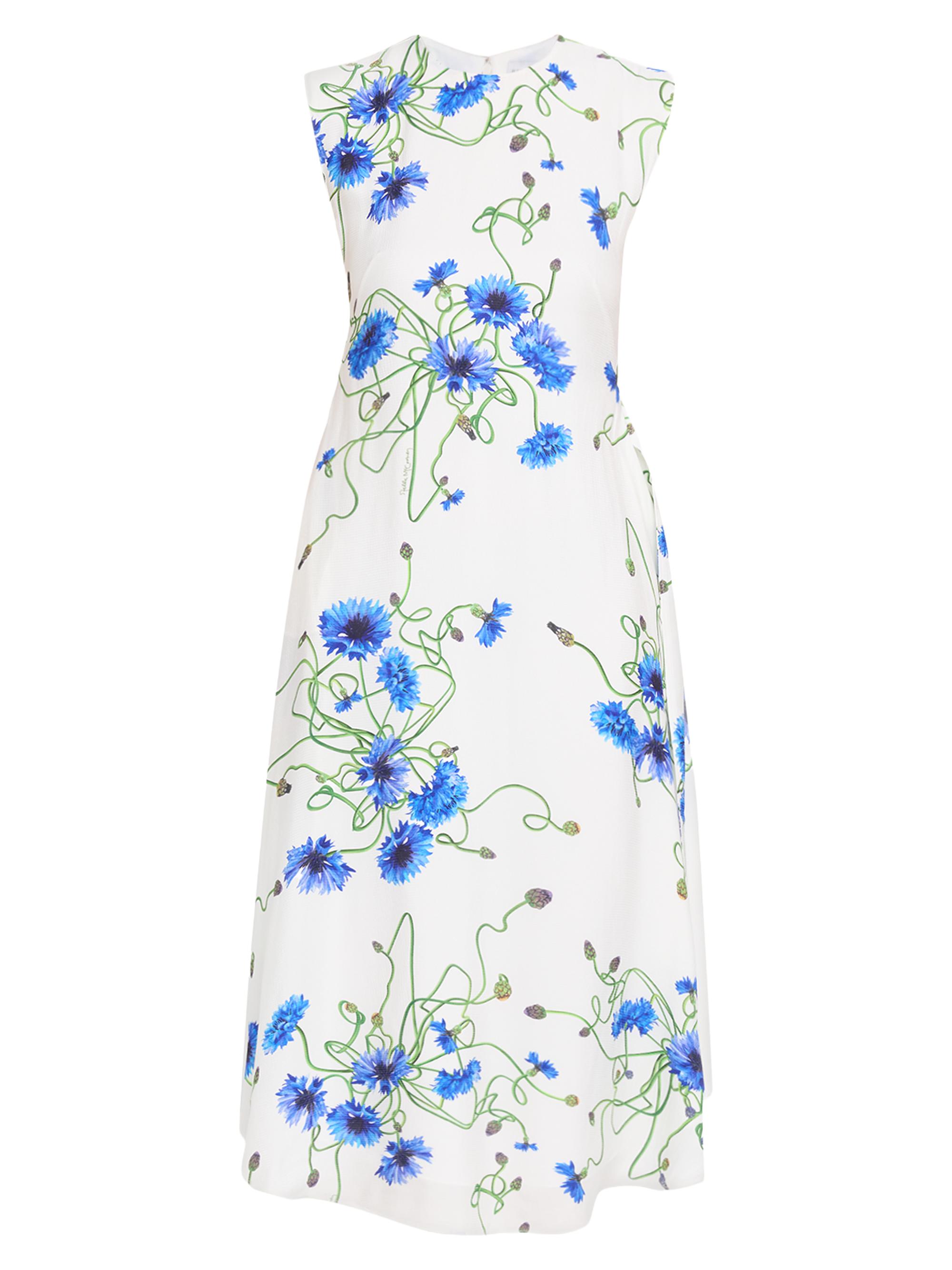 Stella McCartney Women's Floral Hammered Shift Midi-Dress - Cornflower