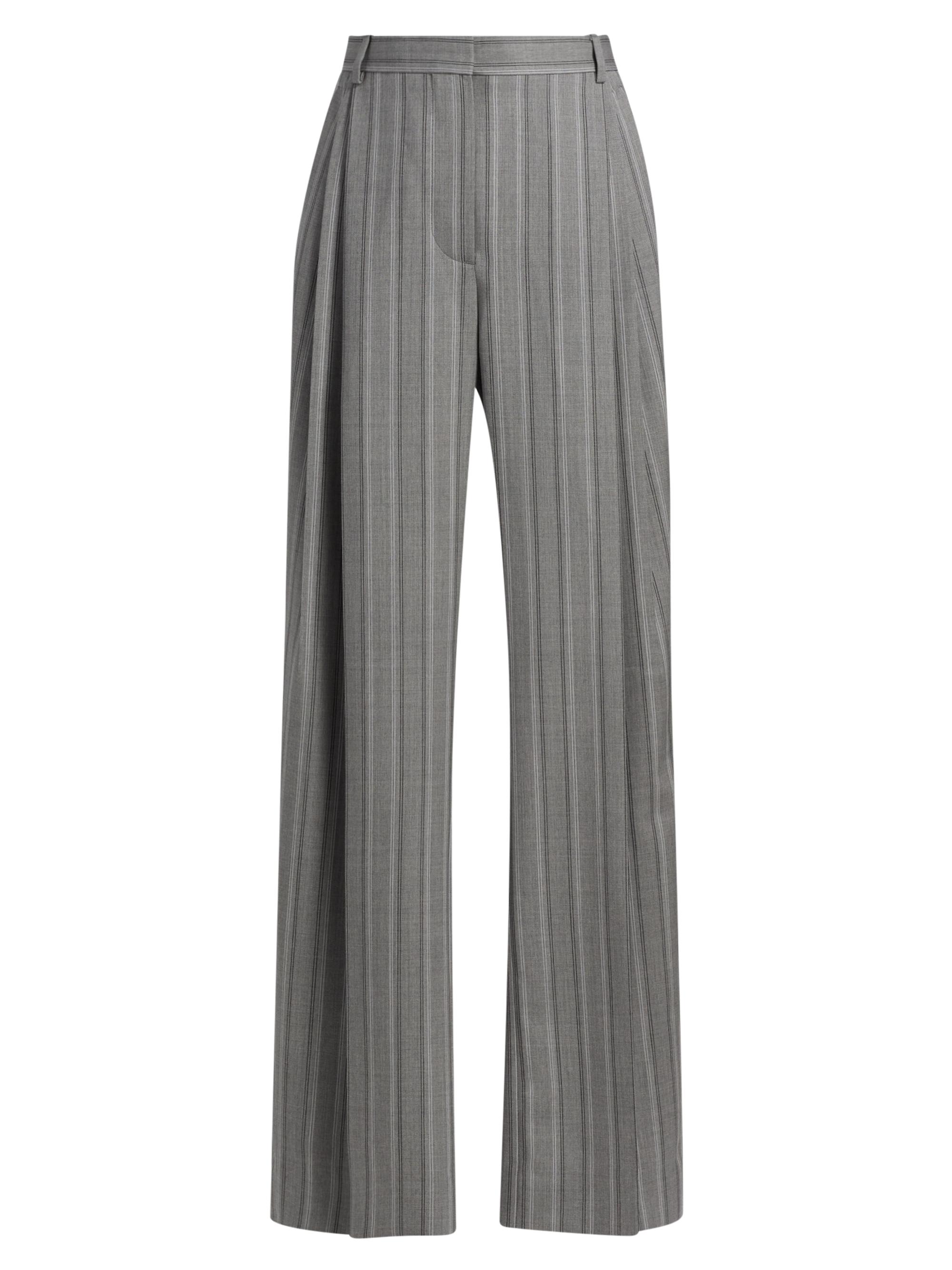 Stella McCartney Women's Stripe Wool Straight Trousers - Grey Melange