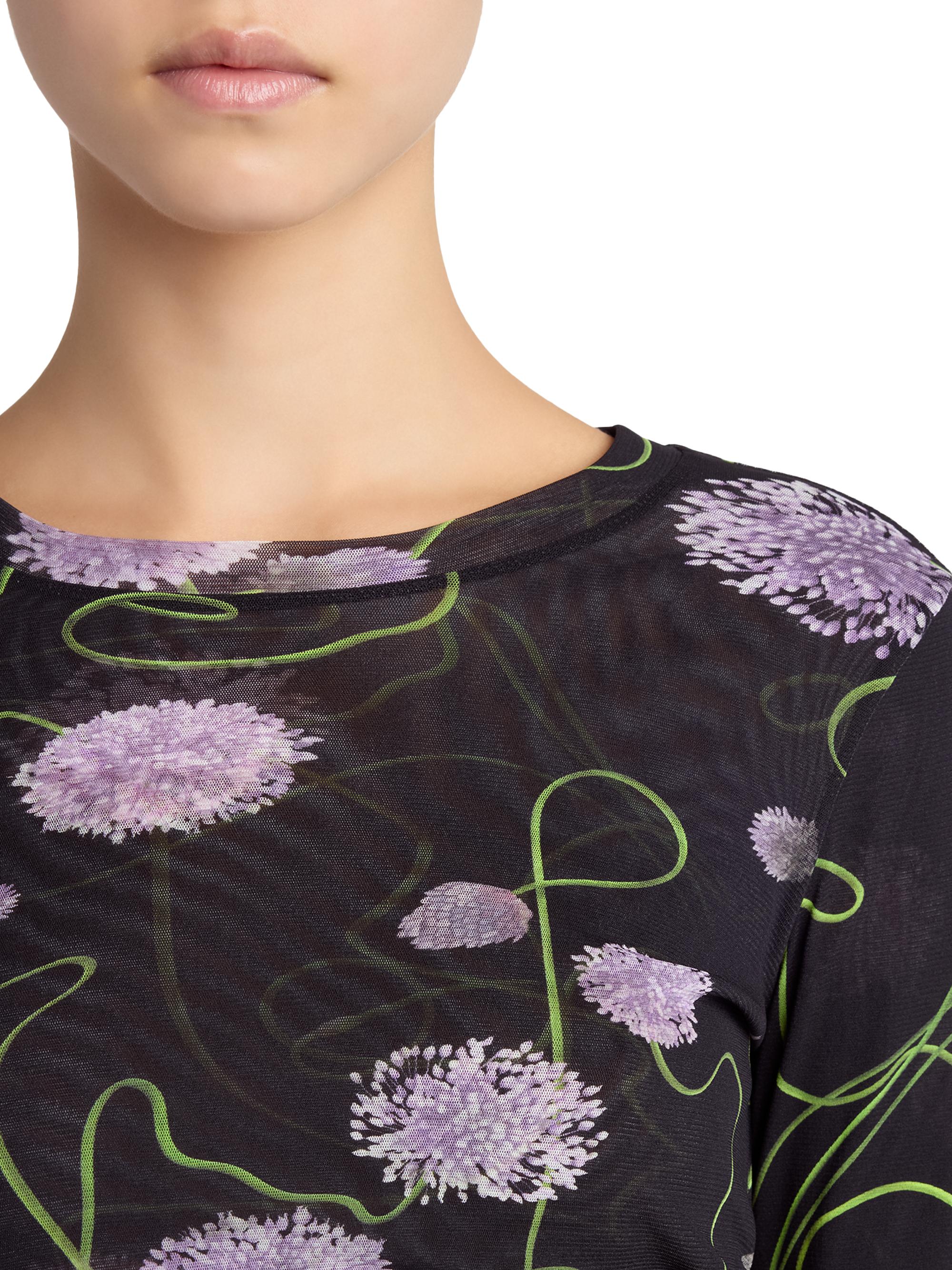 Stella McCartney Twisted Floral Mesh Long-Sleeve Top | Saks Fifth