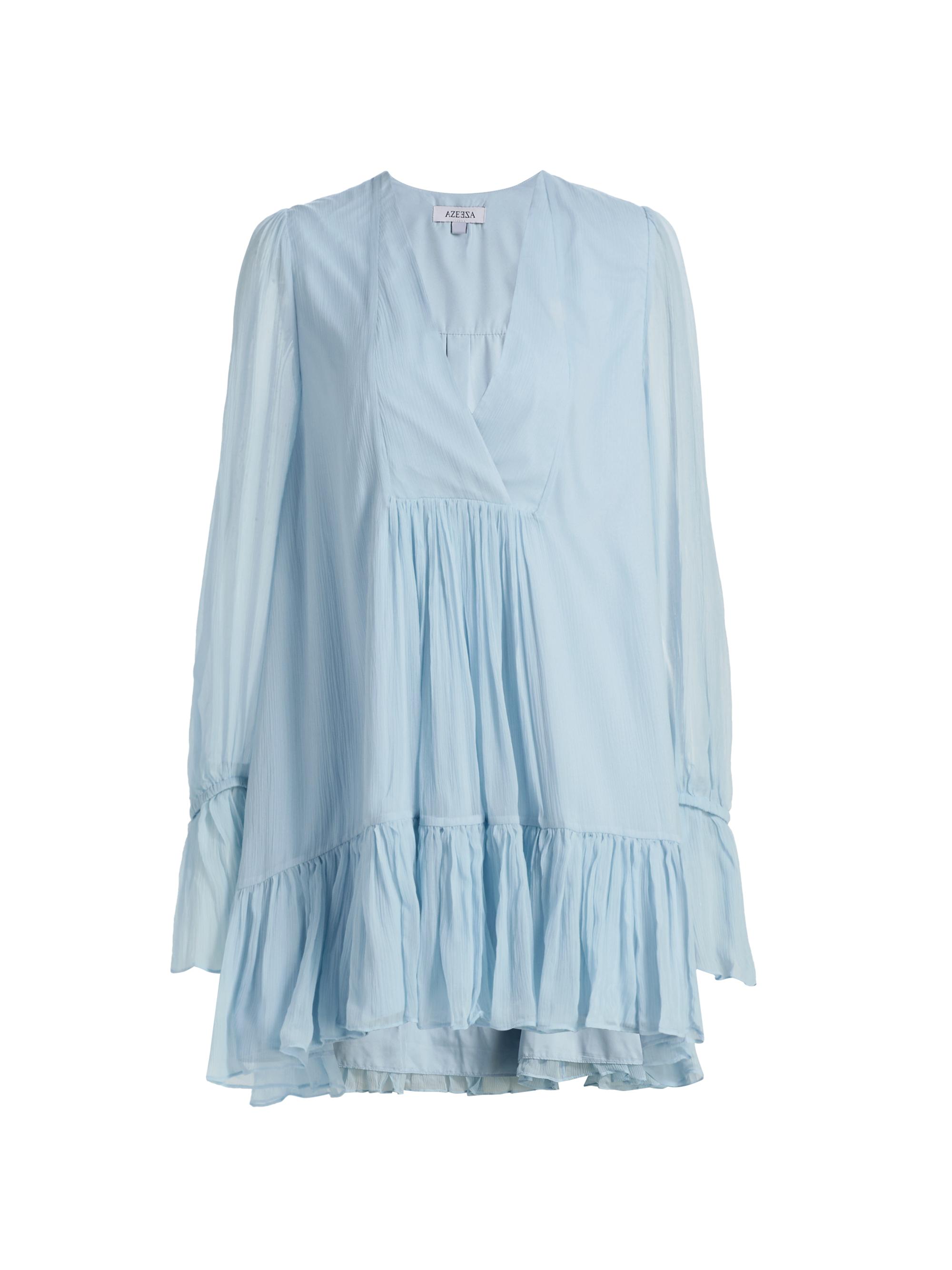 Azeeza Women's Thistle Silk Chiffon Minidress - Powder Blue