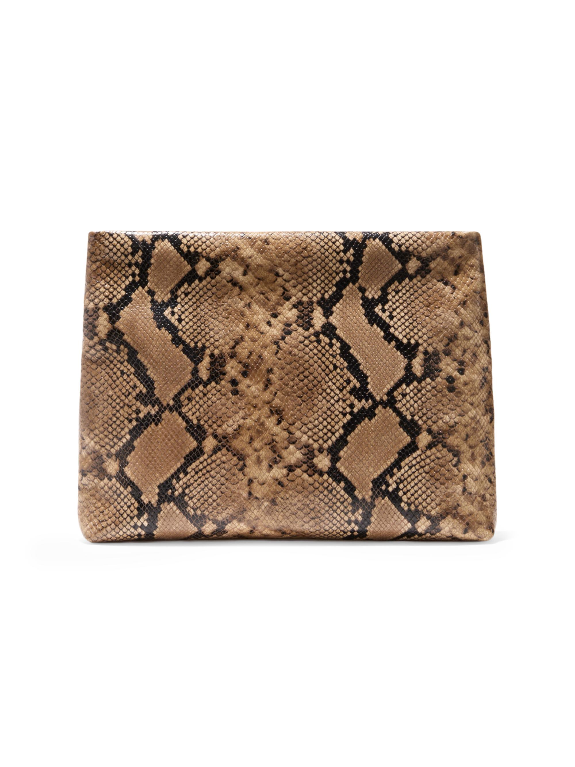 Nili Lotan Women's Jerry Snakeskin-Embossed Leather Clutch - Taupe Snake