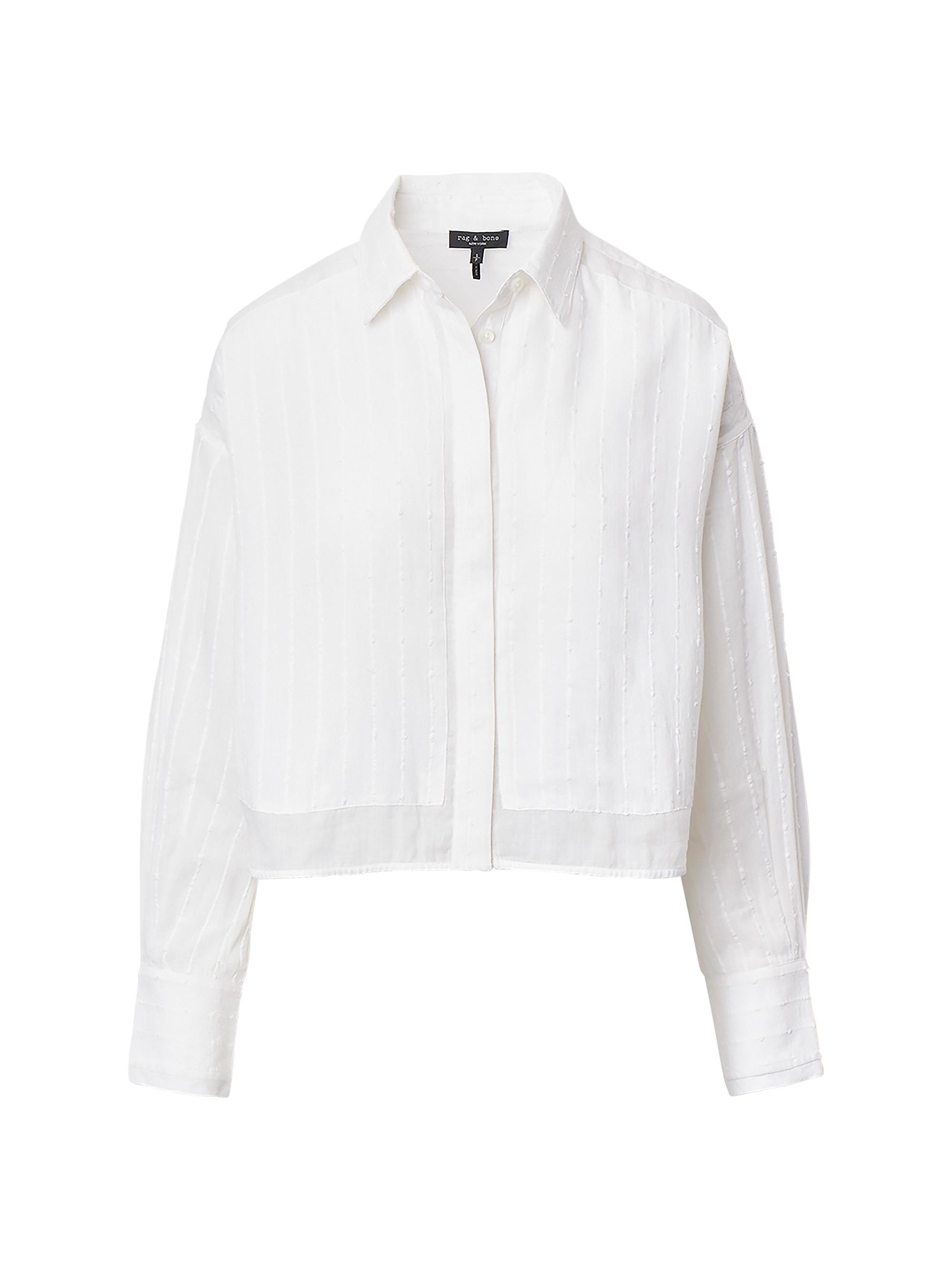 rag & bone Women's Marin Long-Sleeve Combo Shirt - White