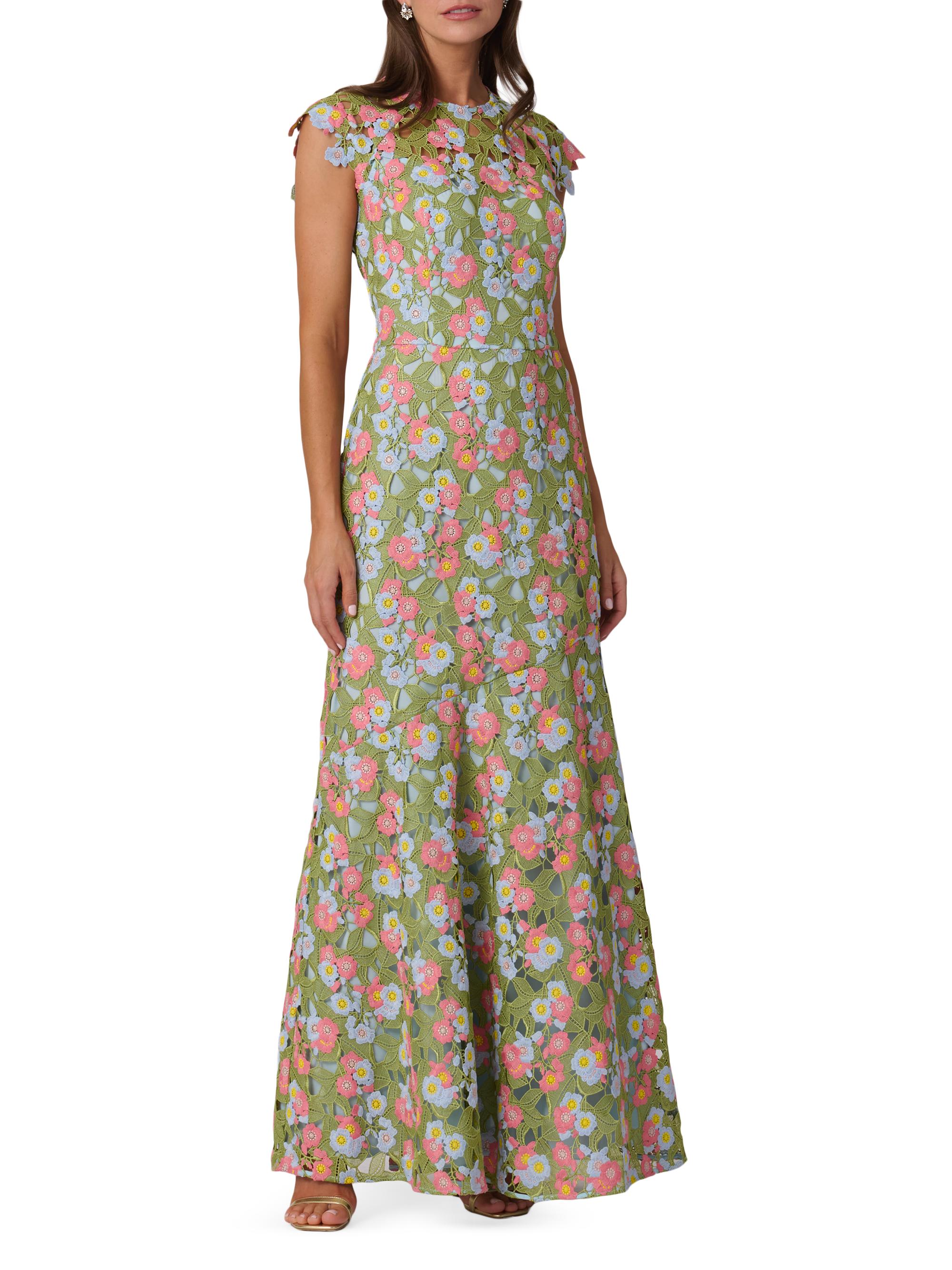 Shoshanna Raven Floral Guipure A-Line Gown | Saks Fifth Avenue