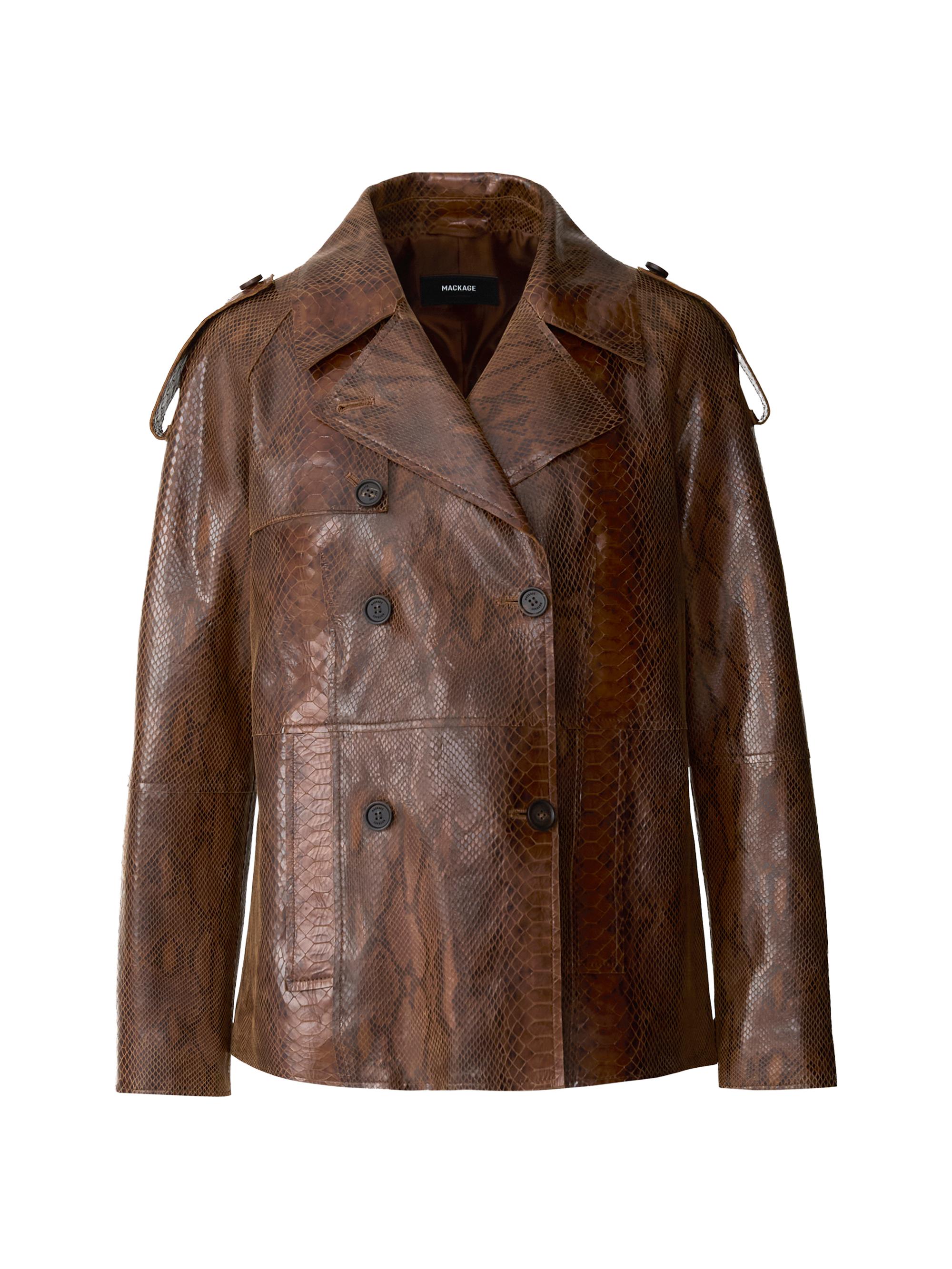 Dolores Snake-Embossed Leather Jacket