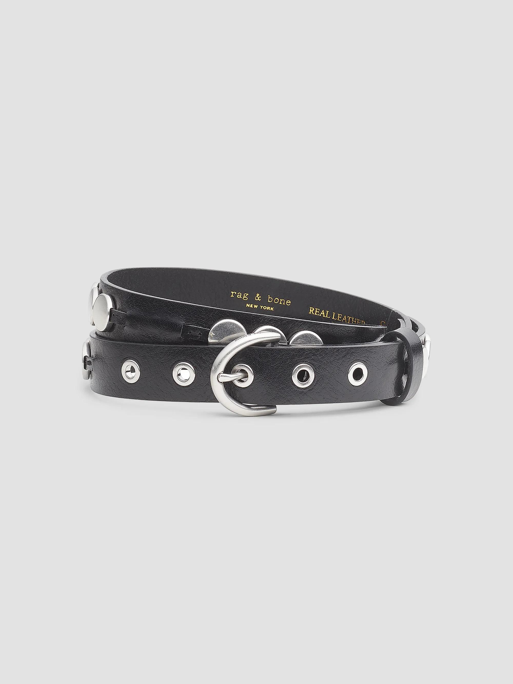 Rag & Bone Highline Leather Belt In Black/Silver - Small rag & bone Leather Belts for Women for sale | eBay main image 4