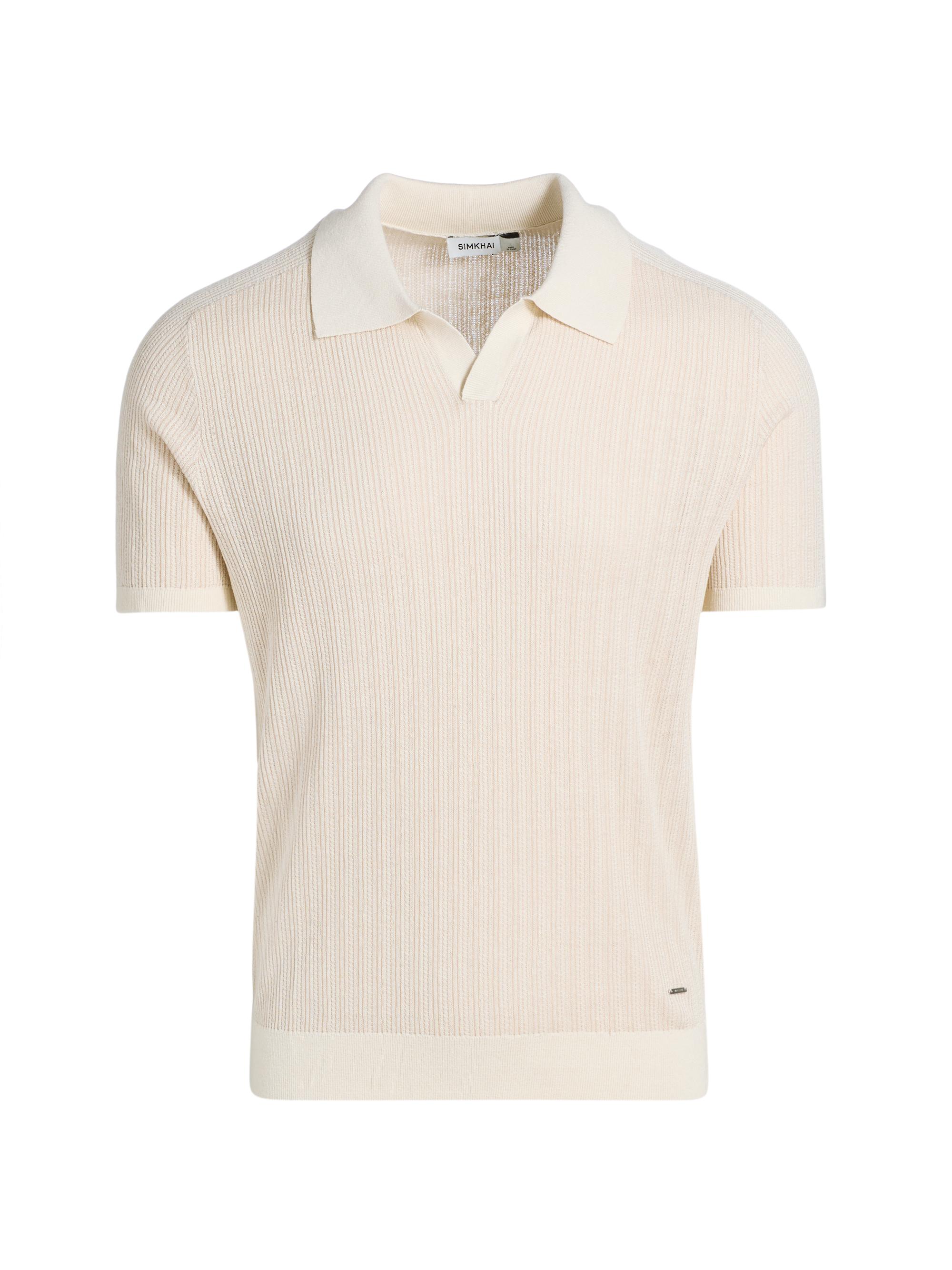 SIMKHAI Men's Radcliff Knit Shirt - Off White Multi