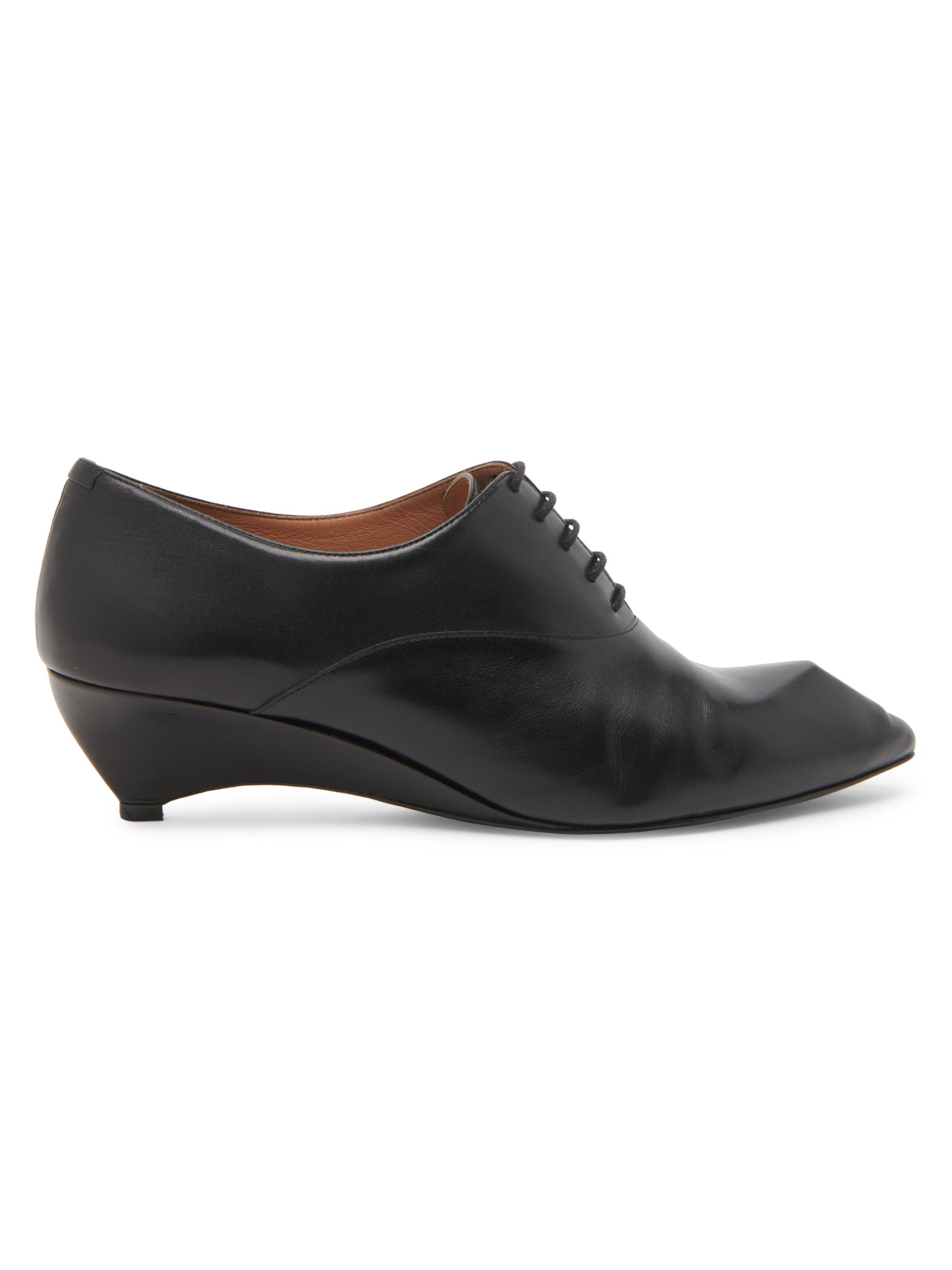 Jil Sander Women's Sculptural Oxford-Style Leather Kitten-Heel Shoes - Black