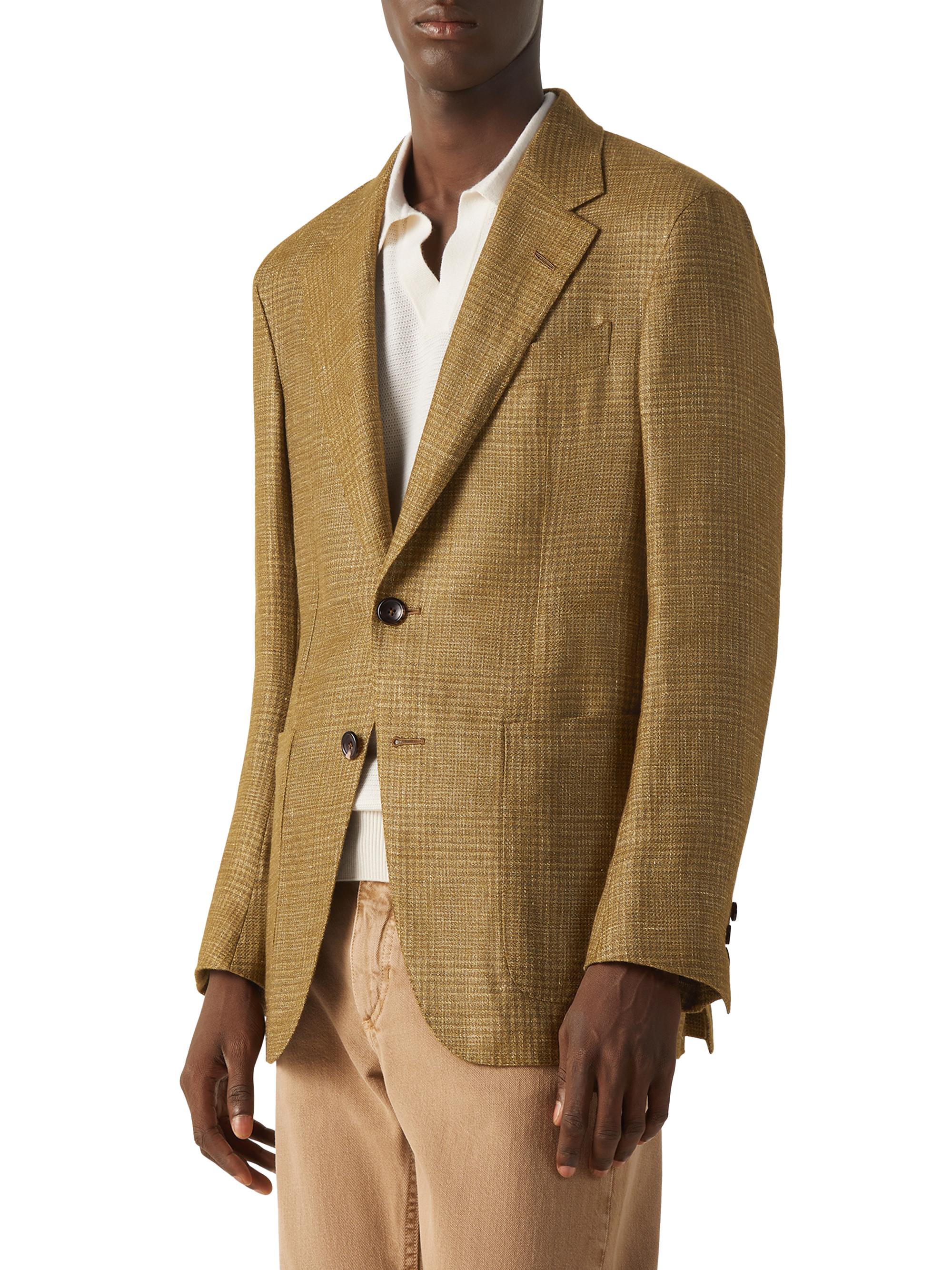ZEGNA Men's Cashmere Linen and Silk Jacket - Brown