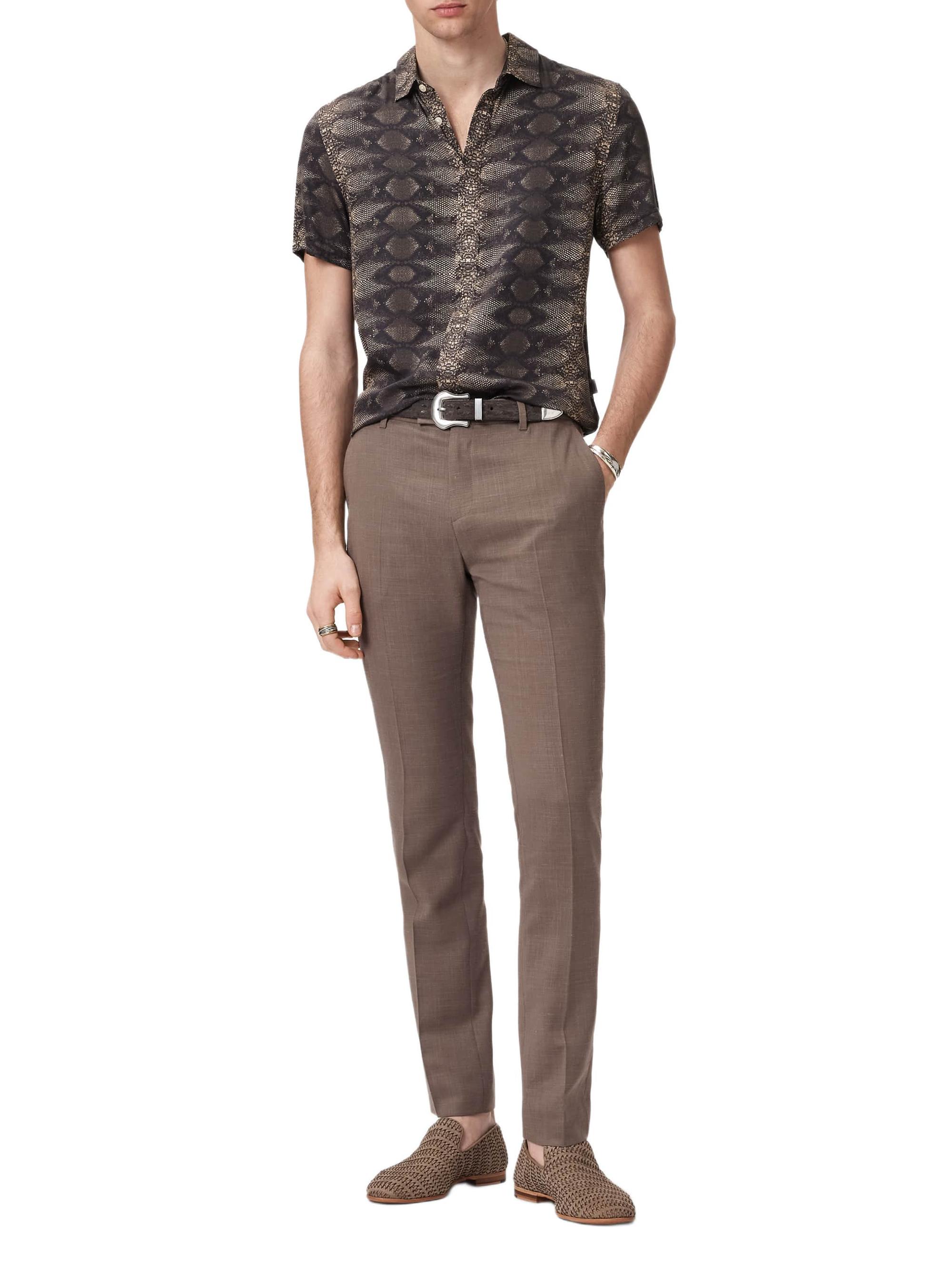 John Varvatos Men's Loren Snake-Print Short-Sleeve Shirt - Light Khaki | Thumbnail 2