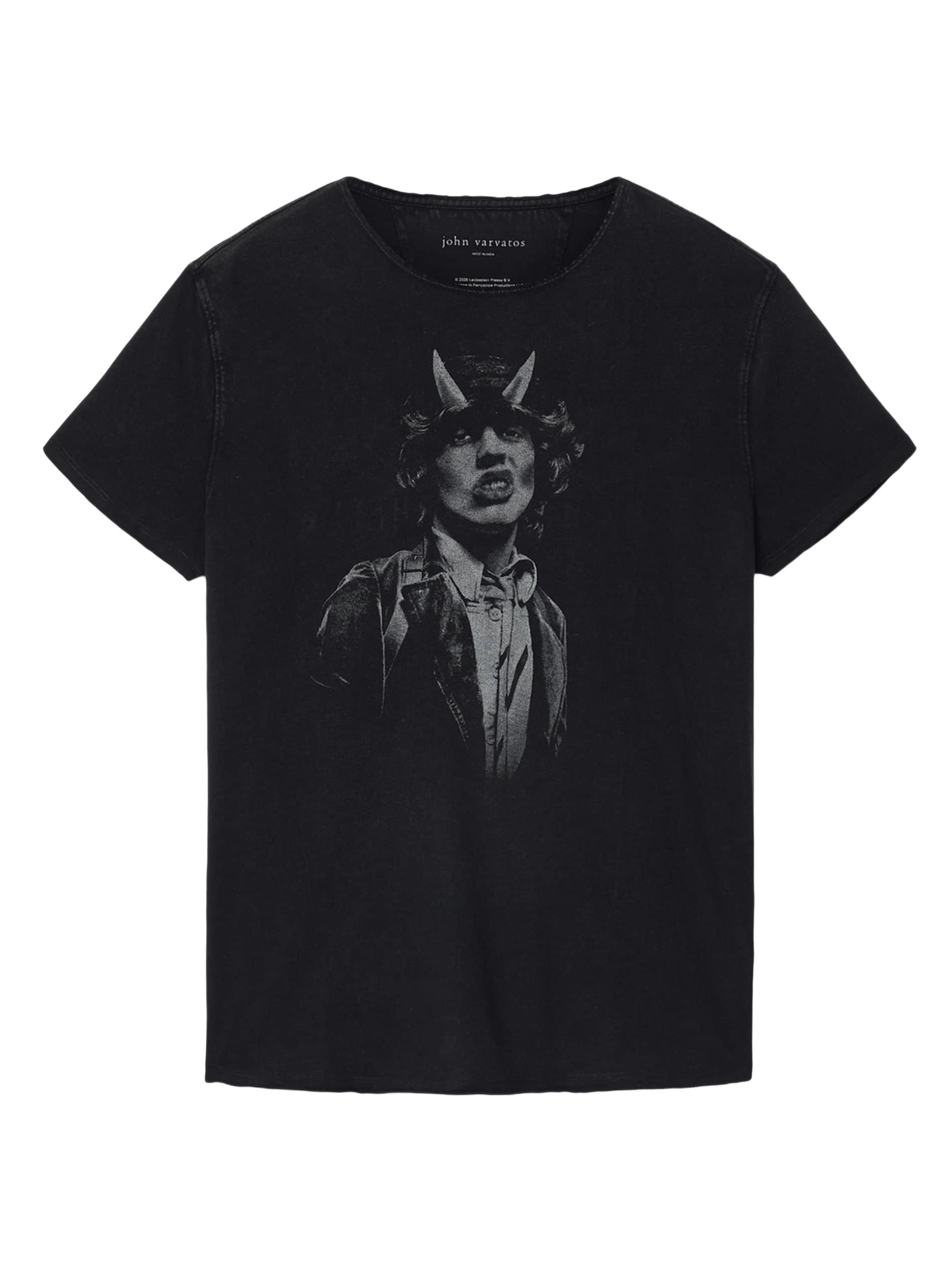 John Varvatos Men's AC/DC Highway to Hell Raw-Edge Crewneck T-Shirt - Black