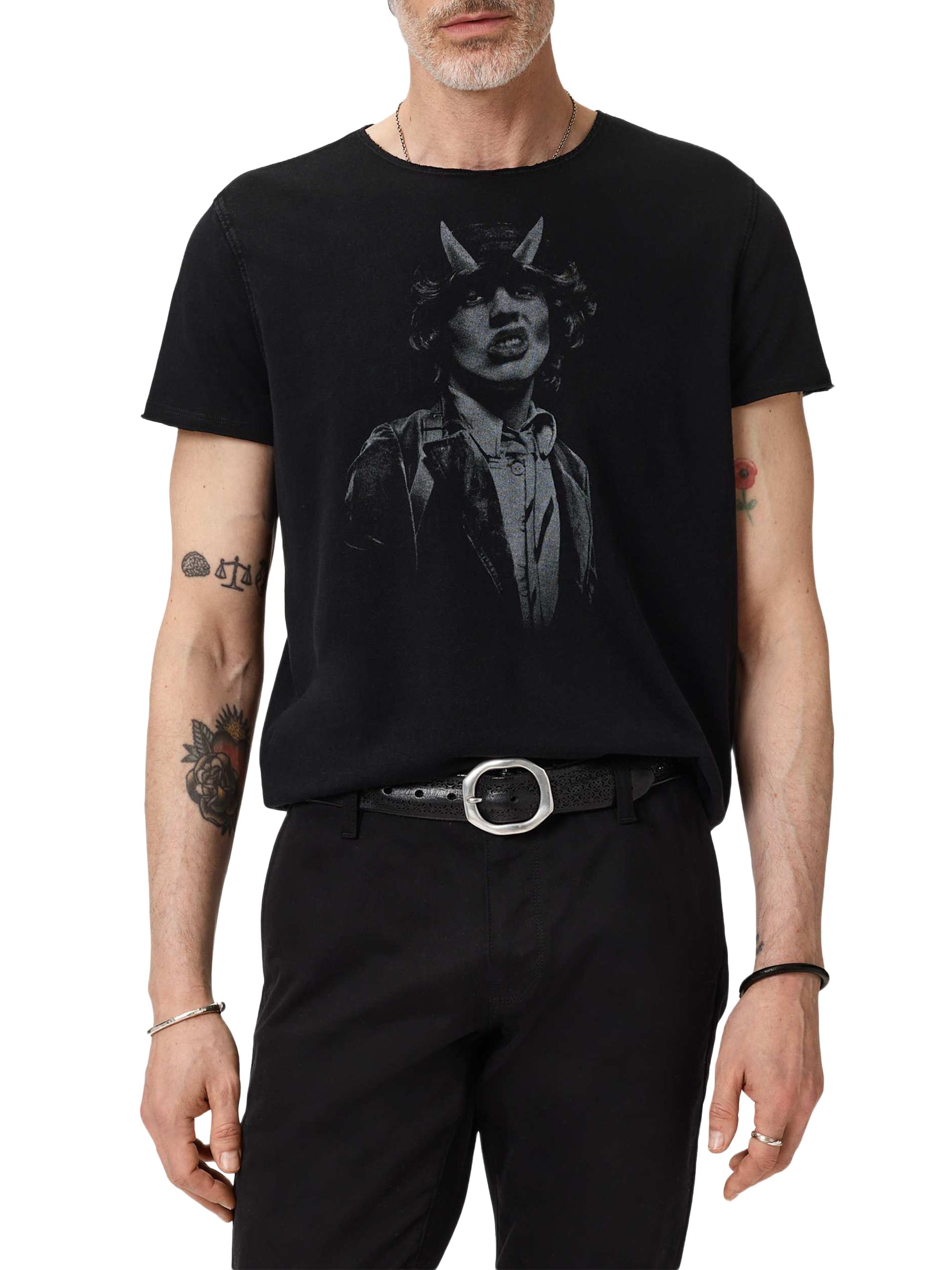 John Varvatos Men's AC/DC Highway to Hell Raw-Edge Crewneck T-Shirt - Black | Thumbnail 3