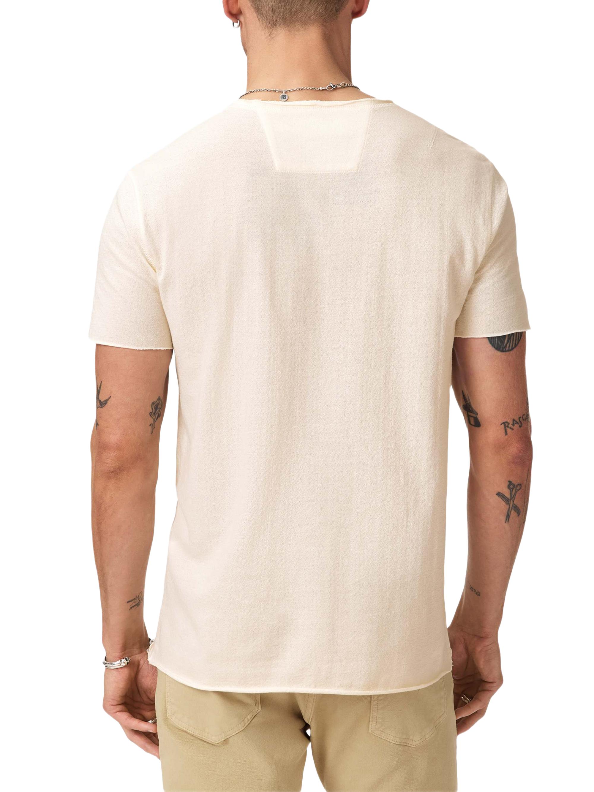 John Varvatos Men's Beware Raw-Edge Crewneck T-Shirt - Buttercream | Thumbnail 4