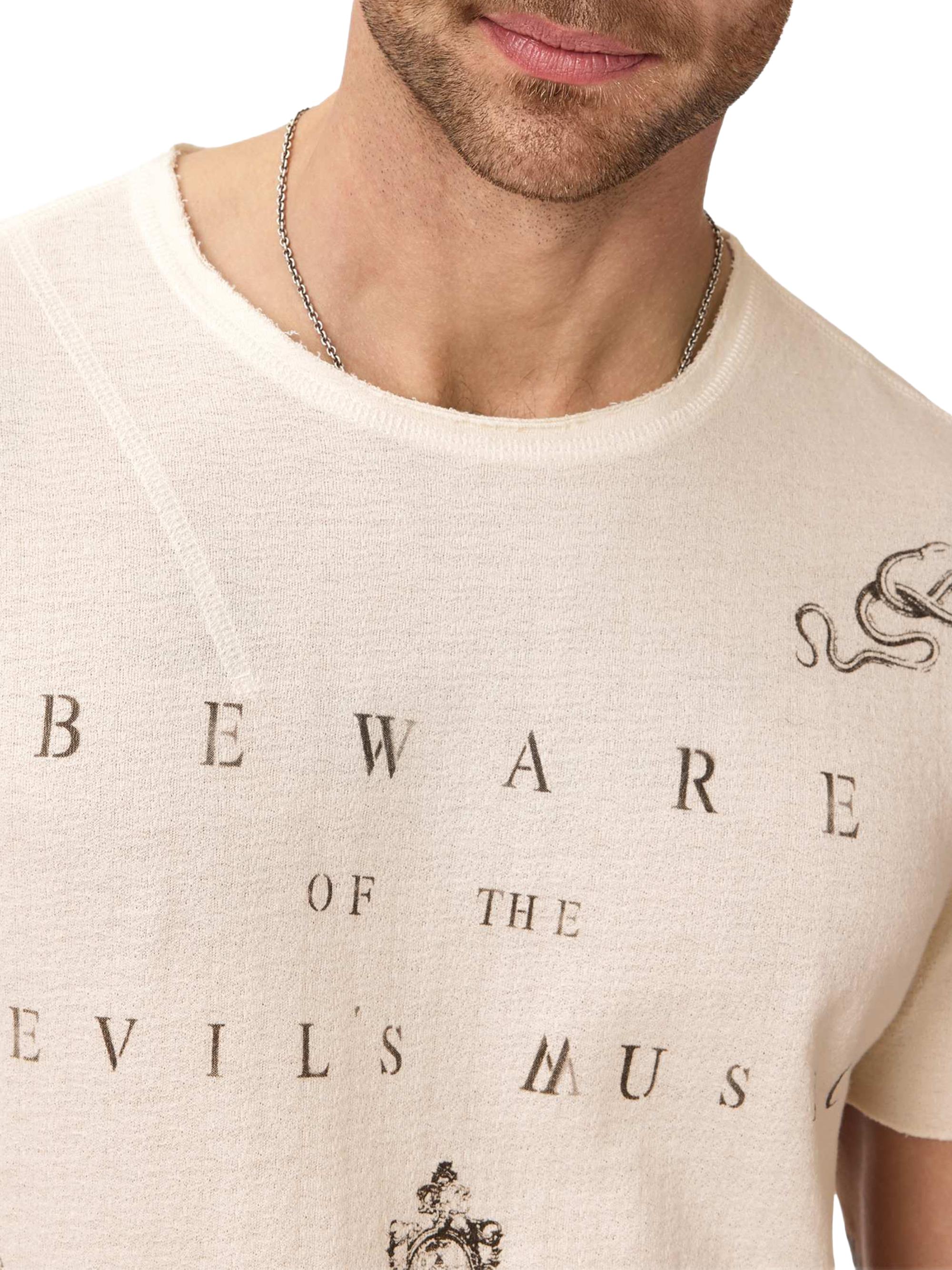 John Varvatos Men's Beware Raw-Edge Crewneck T-Shirt - Buttercream | Thumbnail 6