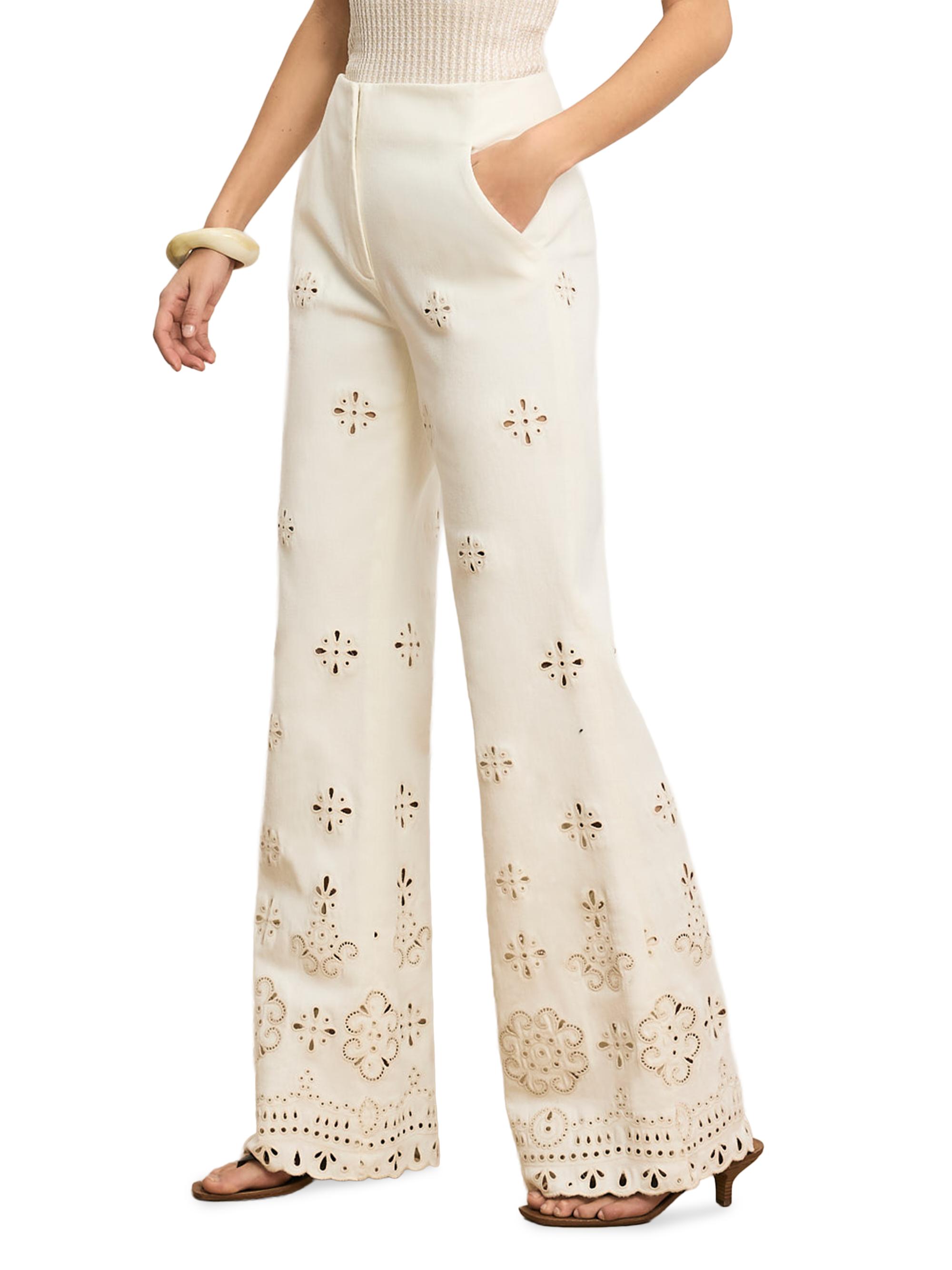 Veronica Beard Komi Eyelet Flare Pants | Saks Fifth Avenue