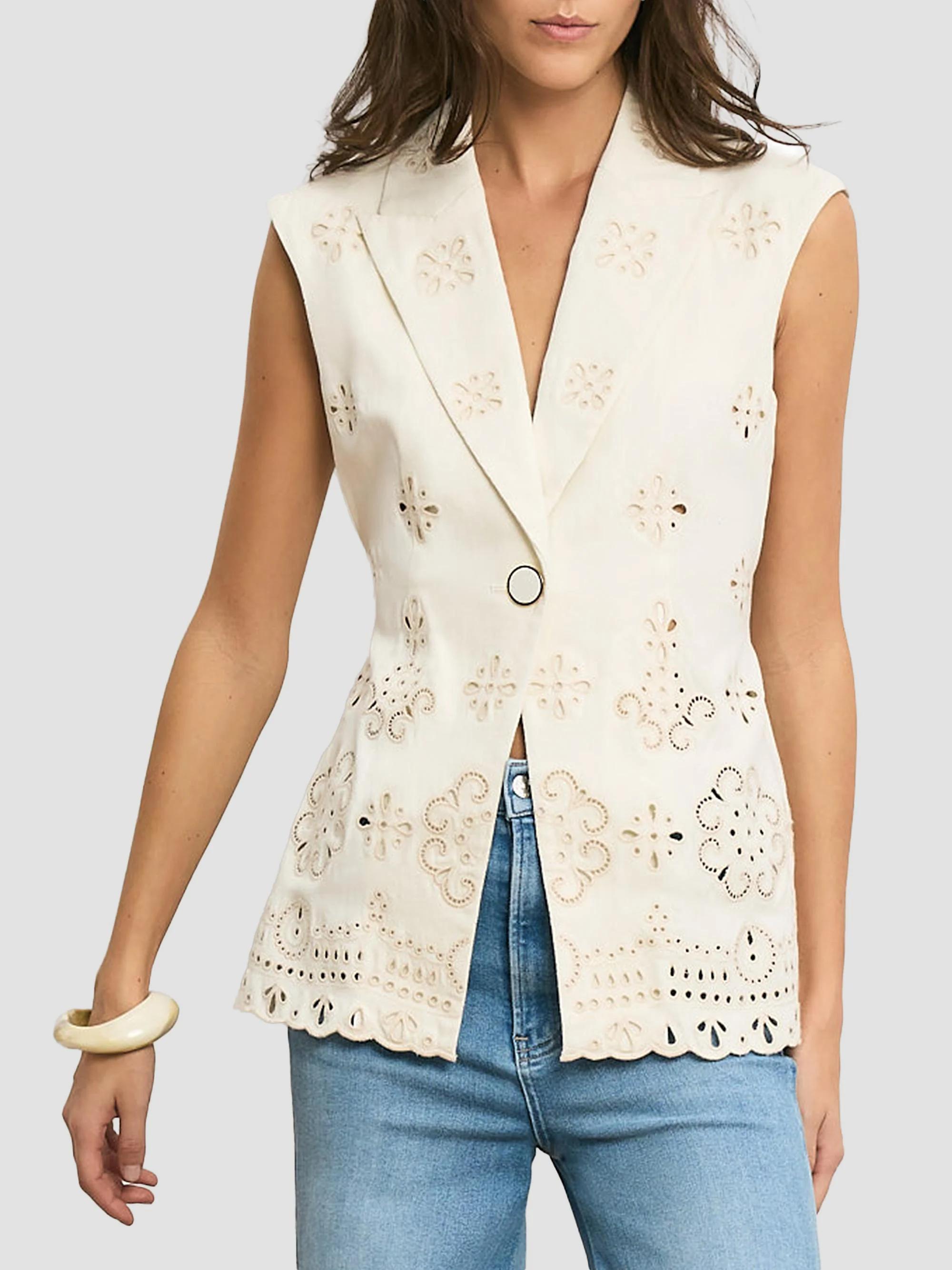Veronica Beard Townes Eyelet-Embroidered Tie-Waist Stretch-Cotton