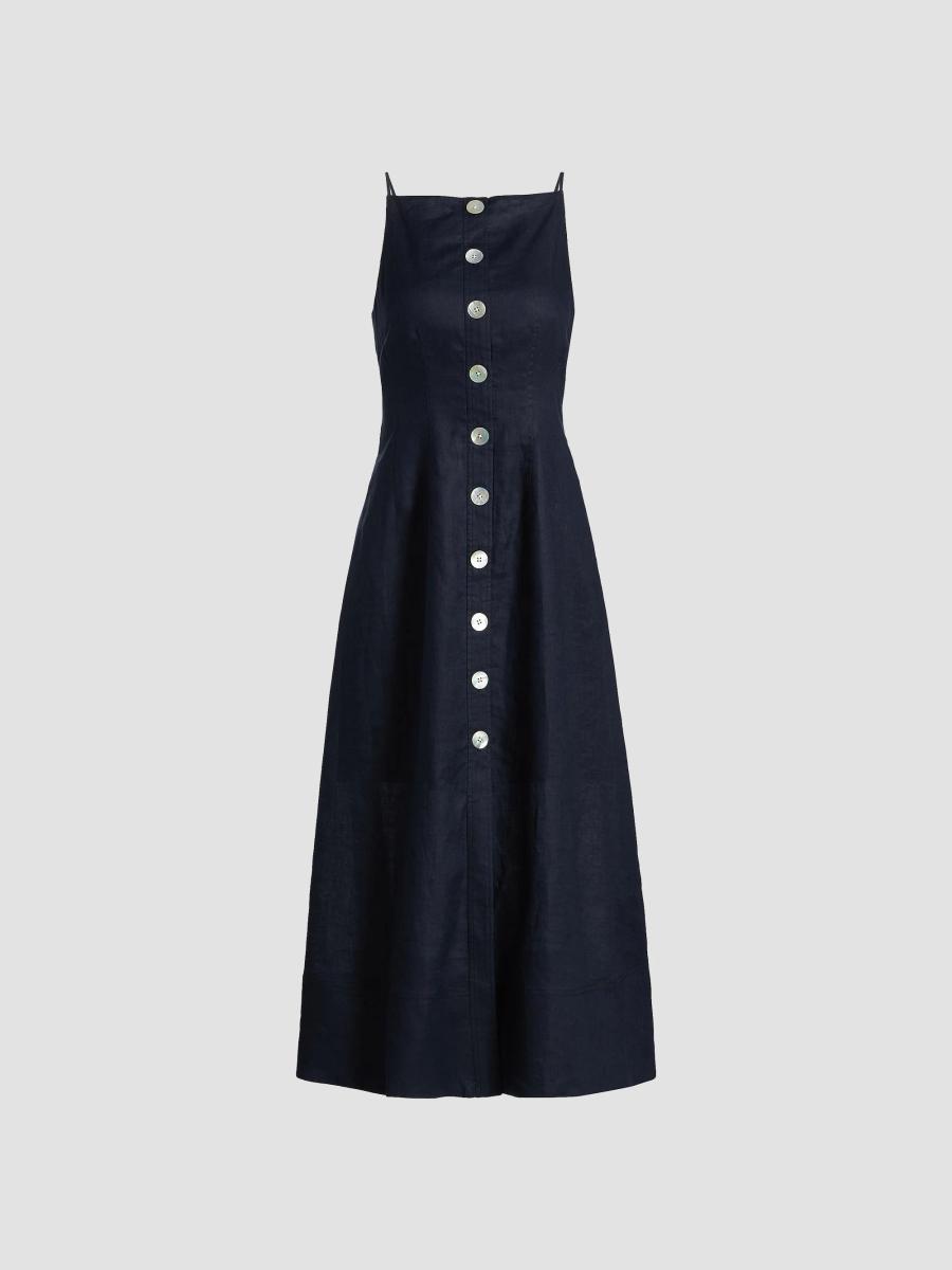Veronica Beard Georges Linen Button-Front Midi-Dress | Saks Fifth Avenue