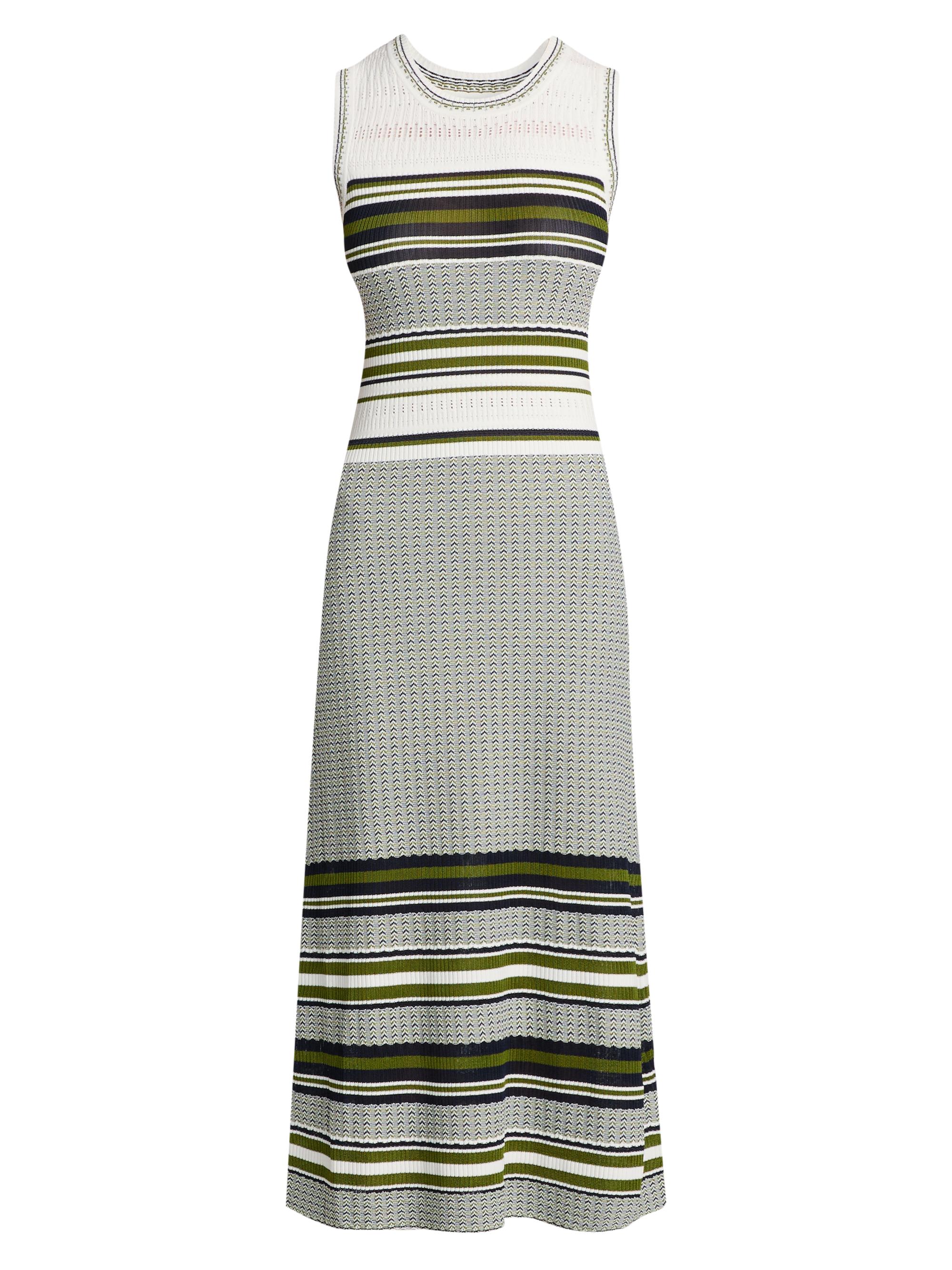 Veronica Beard Delise Striped Stretch Cotton Midi-Dress | Saks Fifth Avenue